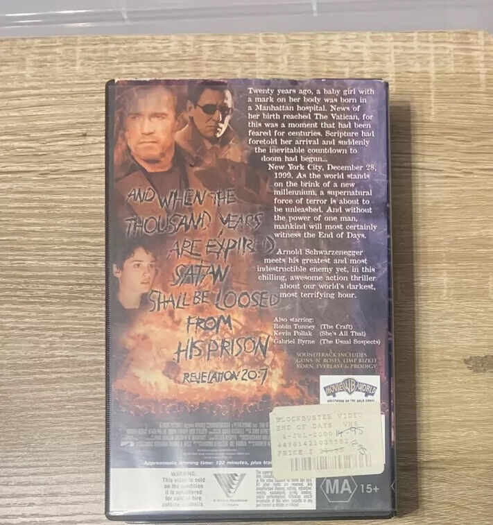 VHS END OF DAYS Arnold Schwarzenegger EXRental Block Buster Action Big Box Video
