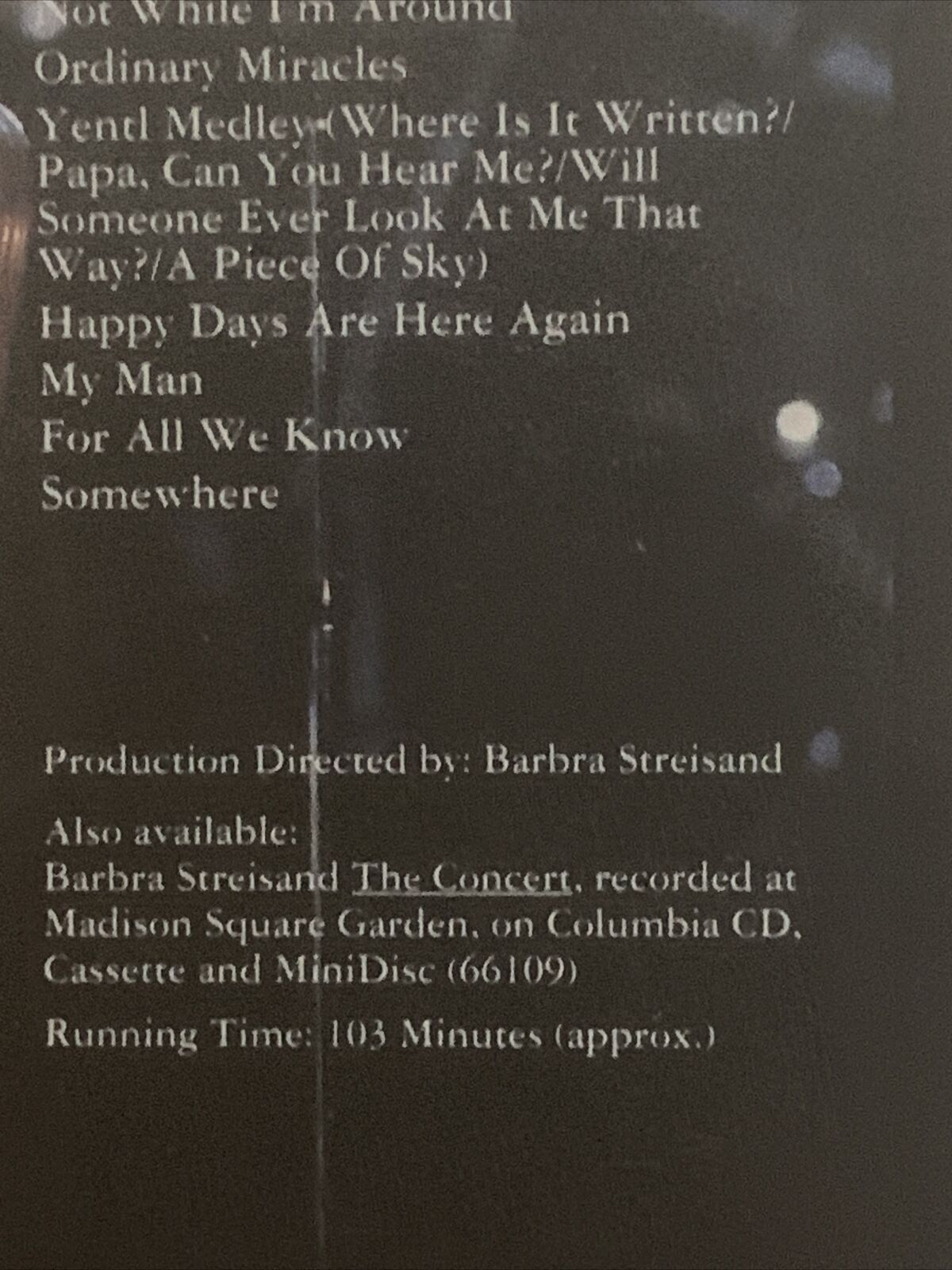 VHS BARBRA The Concert Video Tape Sony Digital Master Madison Square Garden 90’s