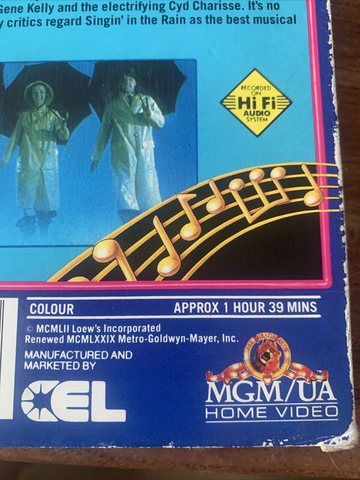 Vintage VHS Singin' In The Rain Bill Collins Movie Musicals Video Tape Box 1952