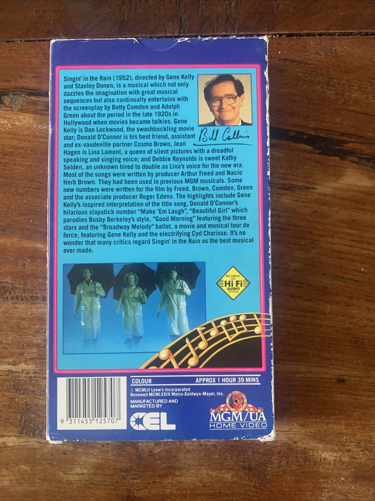 Vintage VHS Singin' In The Rain Bill Collins Movie Musicals Video Tape Box 1952