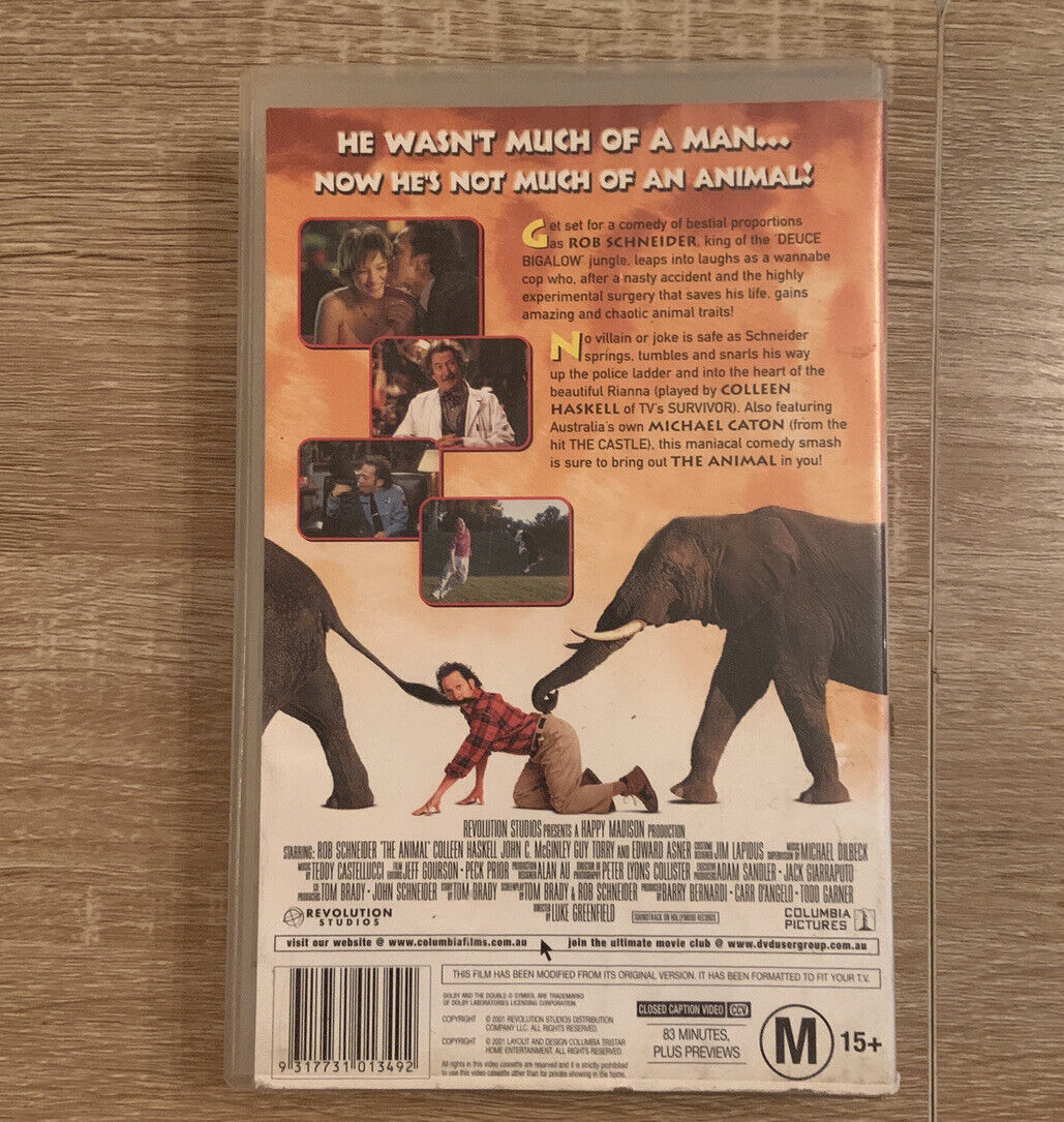 VHS Rob Schneider THE ANIMAL Video Tape Rated PG Colleen Haskell Comedy Big Box