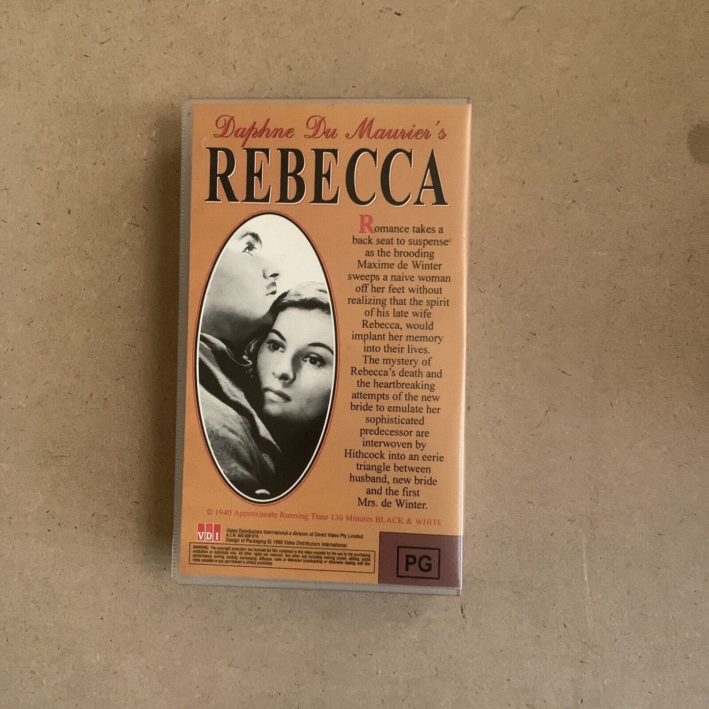 Vintage VHS REBECCA Video Cassette Tape Hollywood Lawrence Olivier Joan Fontaine
