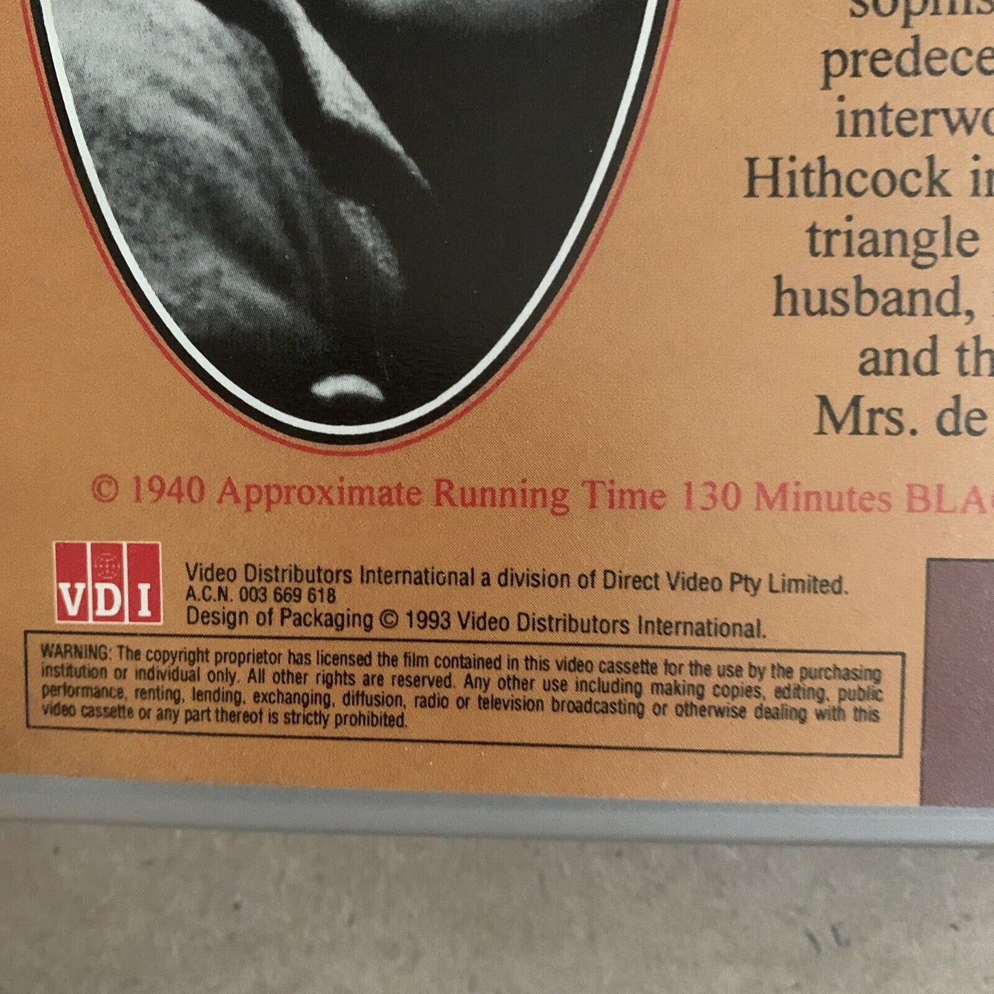 Vintage VHS REBECCA Video Cassette Tape Hollywood Lawrence Olivier Joan Fontaine