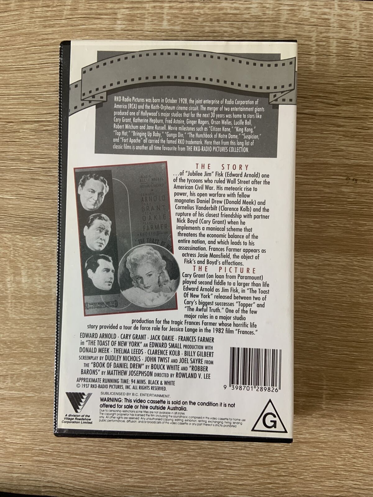 VHS THE TOAST OF NEW YORK Cary Grant Francis Farmer Video Tape Hollywood
