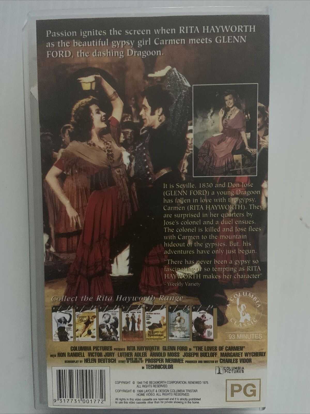 VHS Rita Hayworth THE LOVE OF CARMEN Hollywood Musical Video Romance Dance
