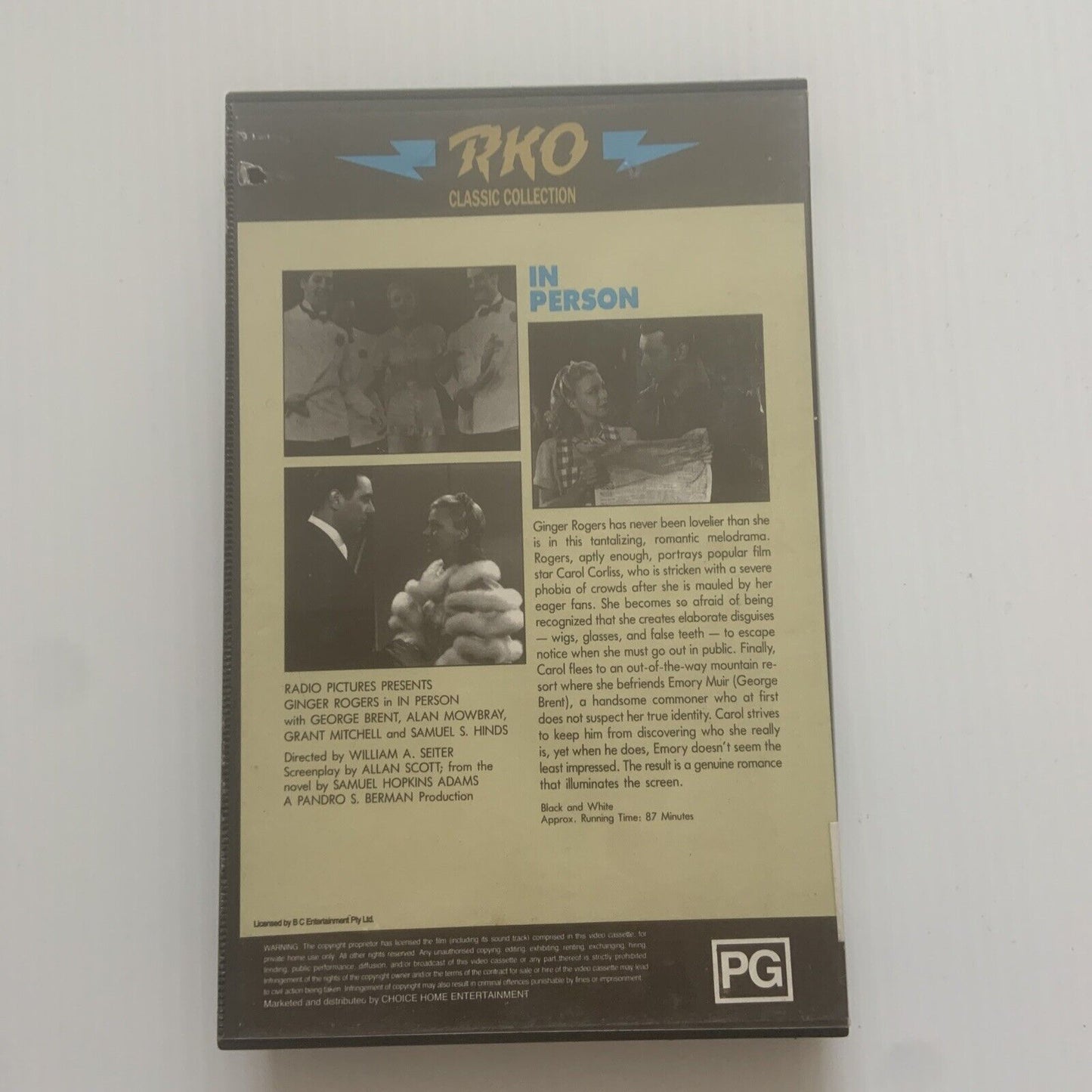 Vintage VHS RKO IN PERSON 935 Ginger Rogers Comedy Romance Musical Video Romcom