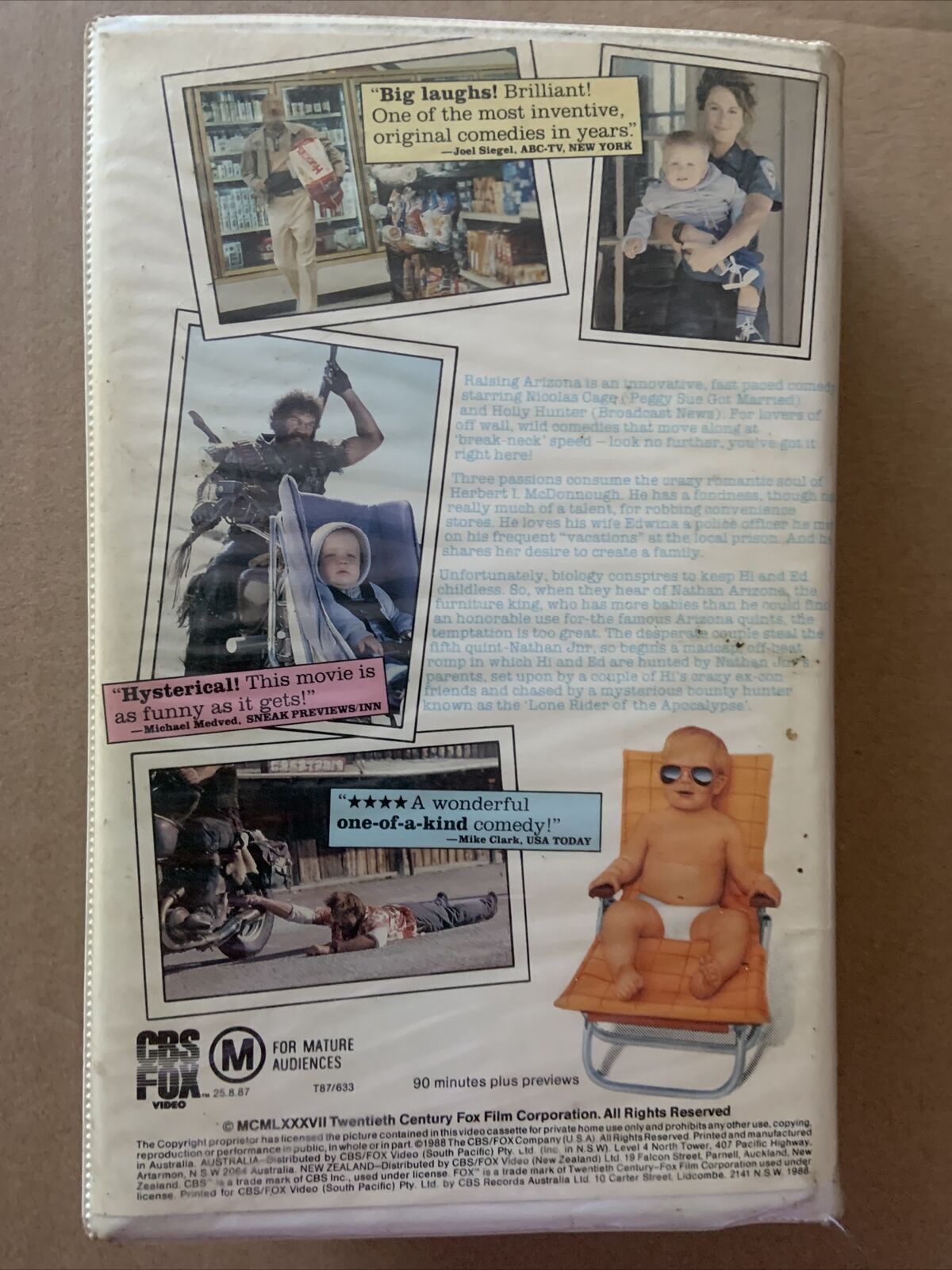 VHS RAISING ARIZONA 1987 Coen Brothers Nicolas Cage Comedy Ex-Rental Clamshell