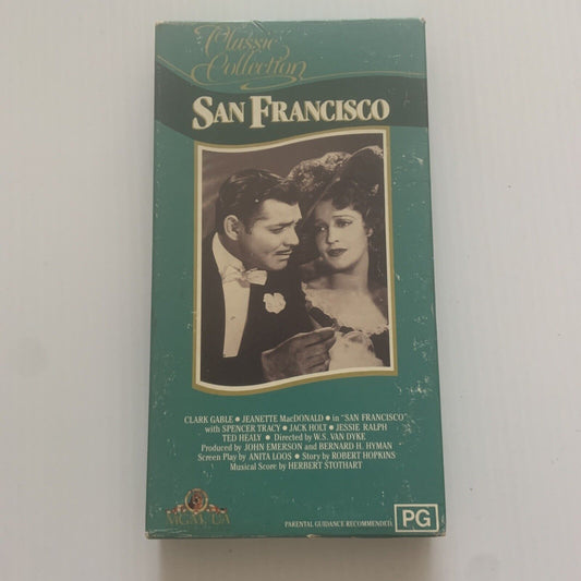 Vintage VHS SAN FRANSISCO VHS 1930's MGM Home Video PAL Clark Gable Romance Card