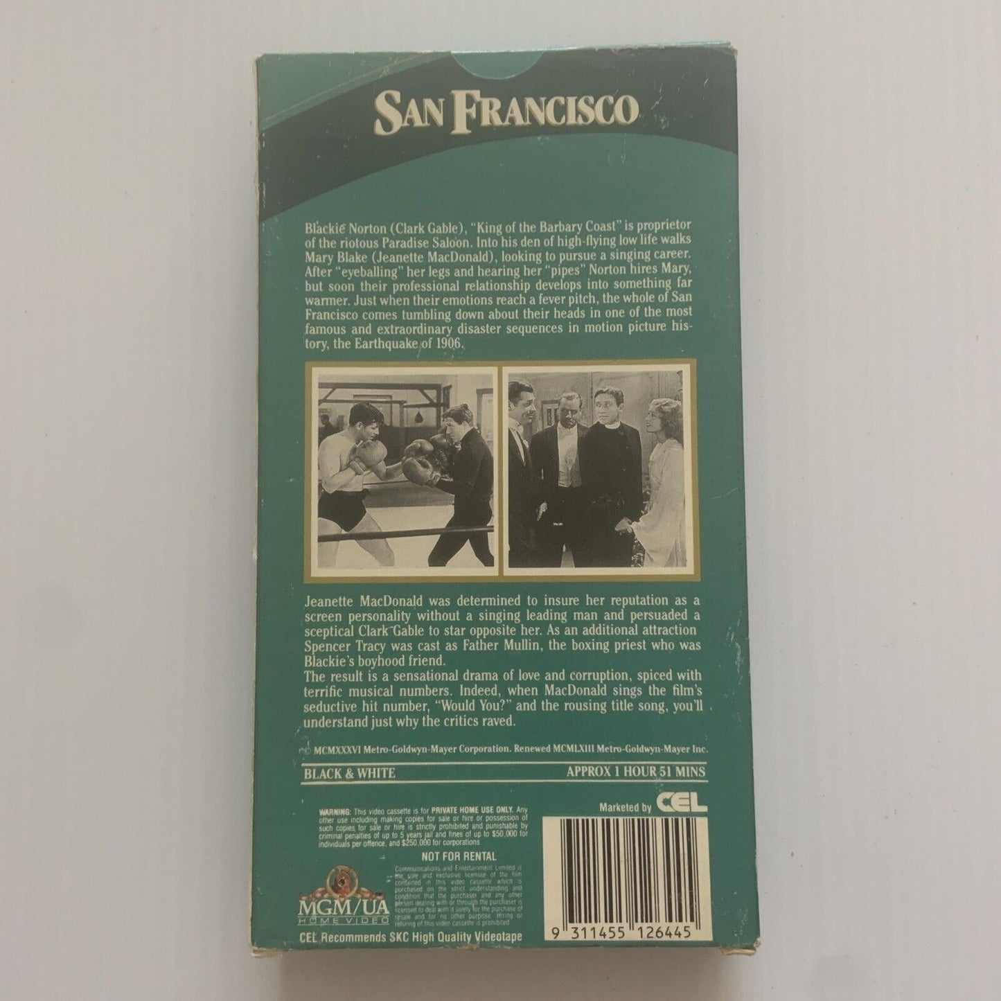 Vintage VHS SAN FRANSISCO VHS 1930's MGM Home Video PAL Clark Gable Romance Card