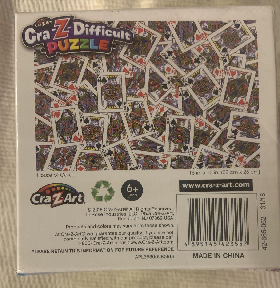 New PUZZLE Cra-Z-Difficult 100 Piece House of Cards 38 x 25cm Cube Box Sealed
