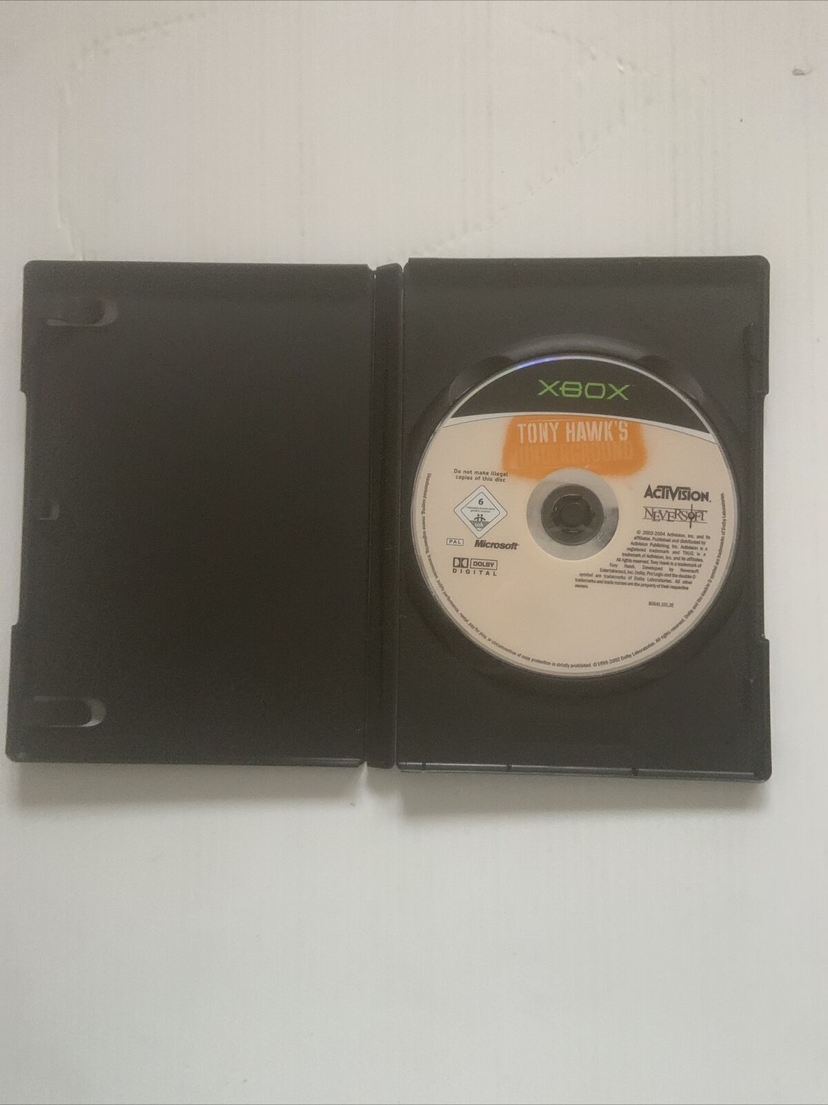 XBOX Tony Hawks UNDERGROUND PAL Microsoft 2003 Game NO MANUAL Or Cover Sheet