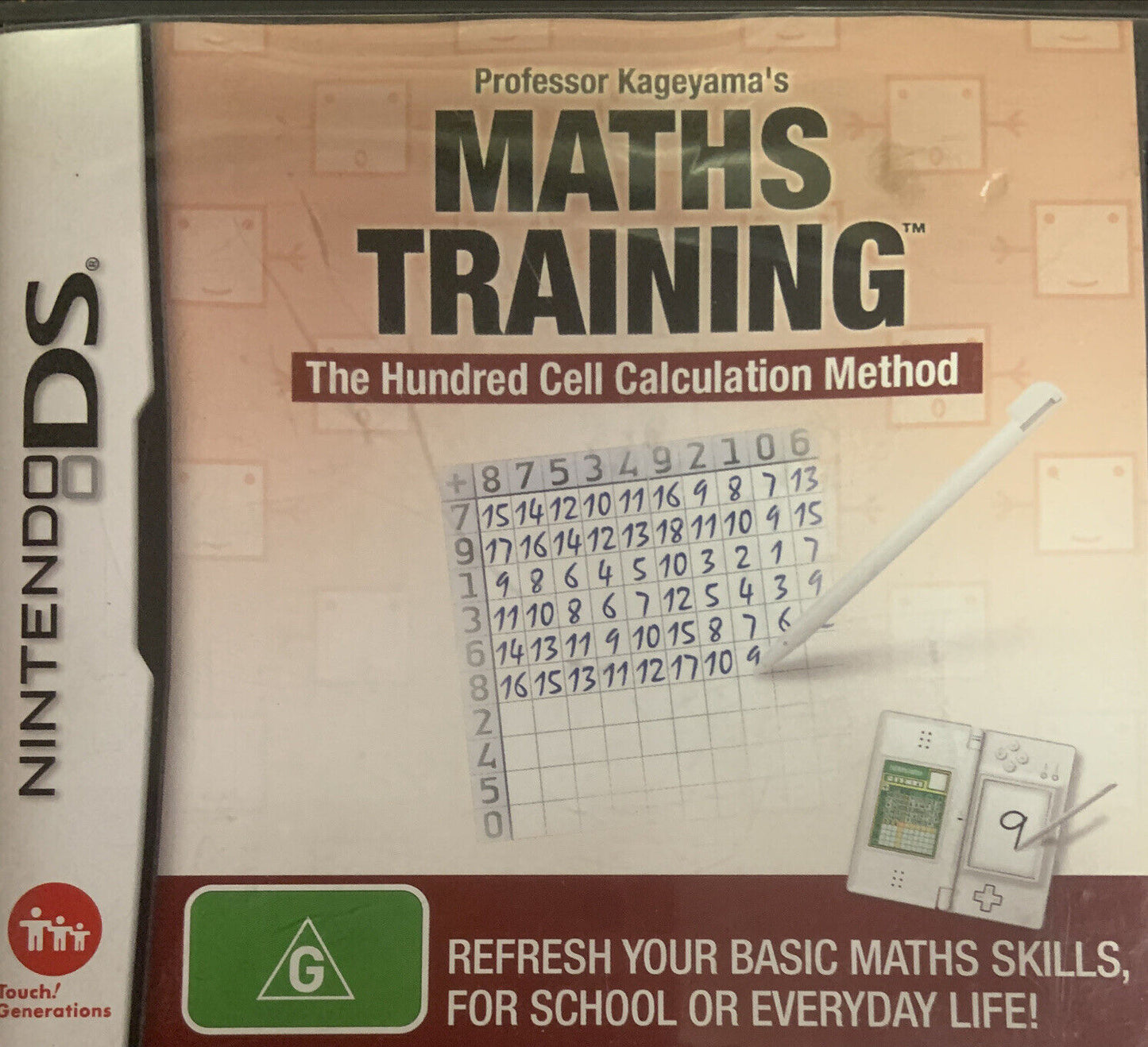 Nintendo DS PROFESSOR KAGEYAMA'S MATHS TRAINING THE 100 CELL CALCULATION GAME