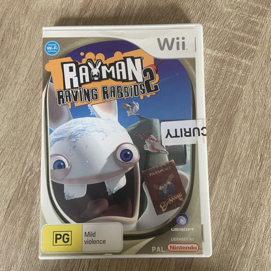Wii RAYMAN RAVING RABBIDS 2 Nintendo PAL *Complete* W Manual Wii U Compatible