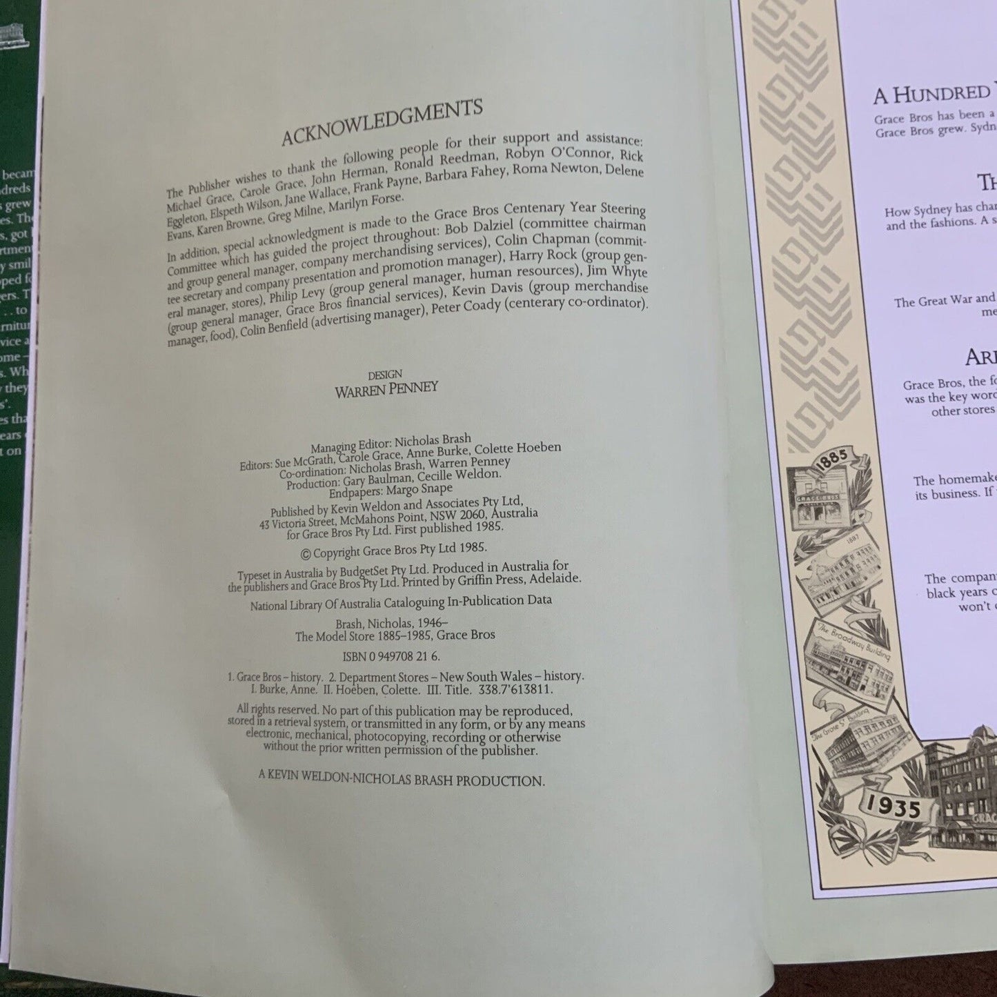 HC The Model Store 1885-1985 GRACE BROS 100 Years Serving Sydney Myer Australia
