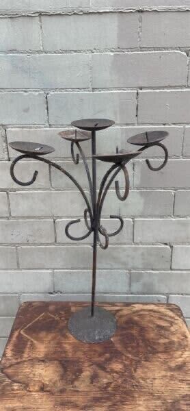 Rustic vintage 51cm Gothic style wrought iron candelabra 5 Pillar Table Top