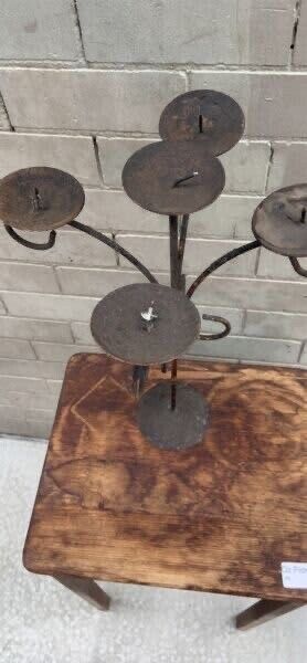 Rustic vintage 51cm Gothic style wrought iron candelabra 5 Pillar Table Top
