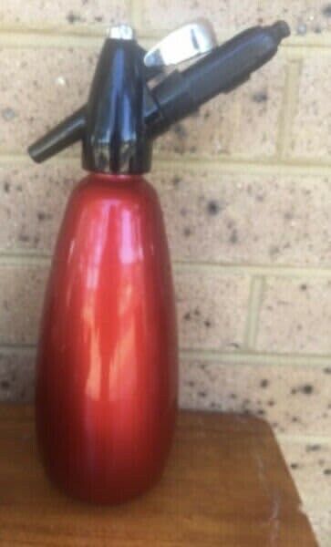 Retro Vintage Cherry Red Soda Syphon Anodised Tear Drop BOC Made in England