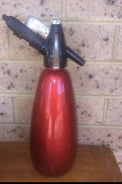 Retro Vintage Cherry Red Soda Syphon Anodised Tear Drop BOC Made in England