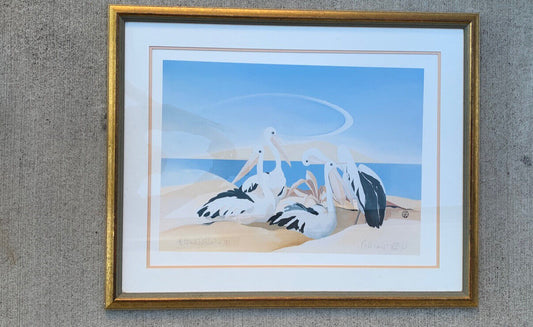 Helen Wiltshire Art 1991 limited edition 243/300 Pelicans Australian Artist