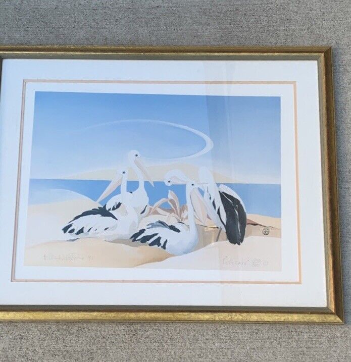 Helen Wiltshire Art 1991 limited edition 243/300 Pelicans Australian Artist