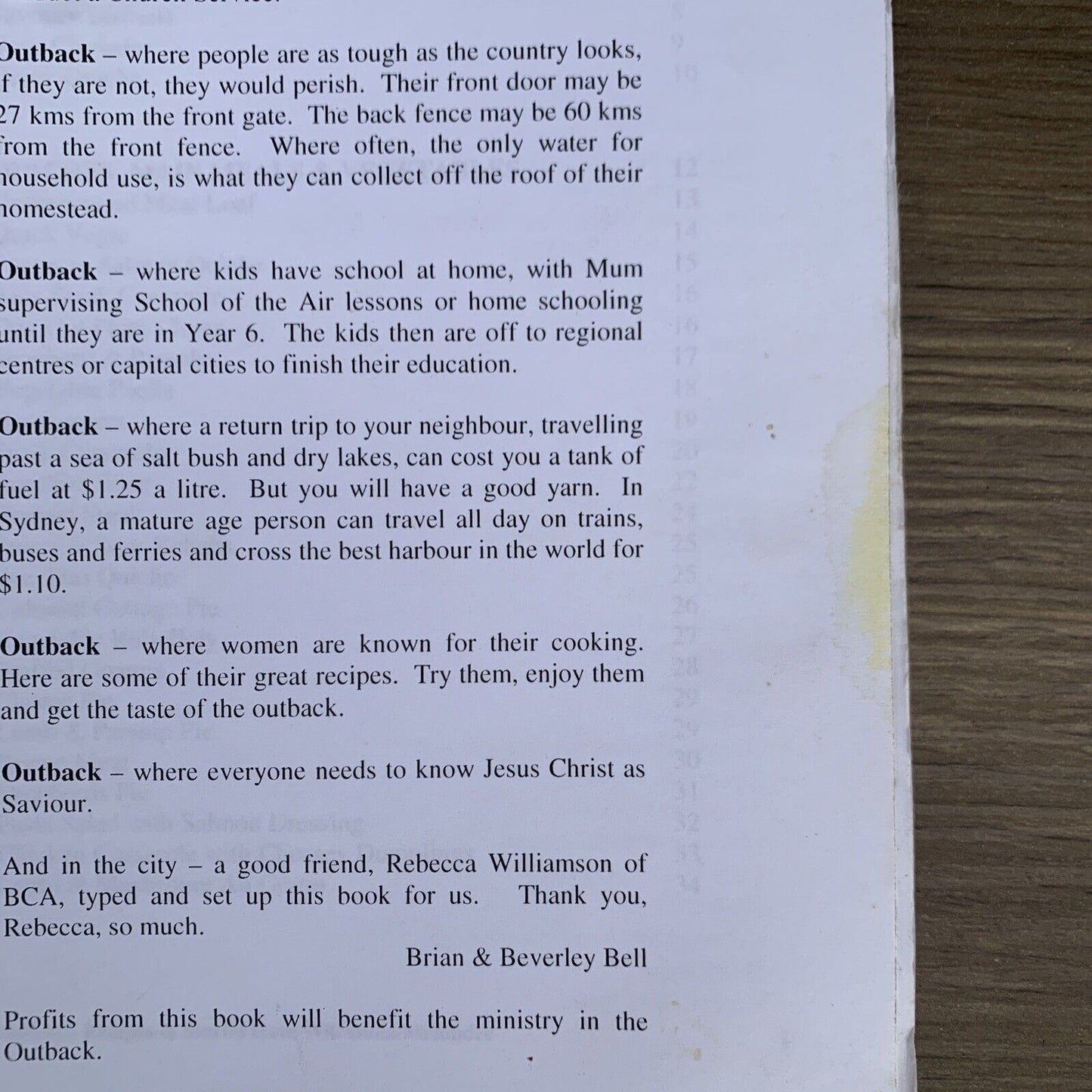 BCA Outback Recipes & Stories Cooking in Camp by Brian & Beverley Bell Australia