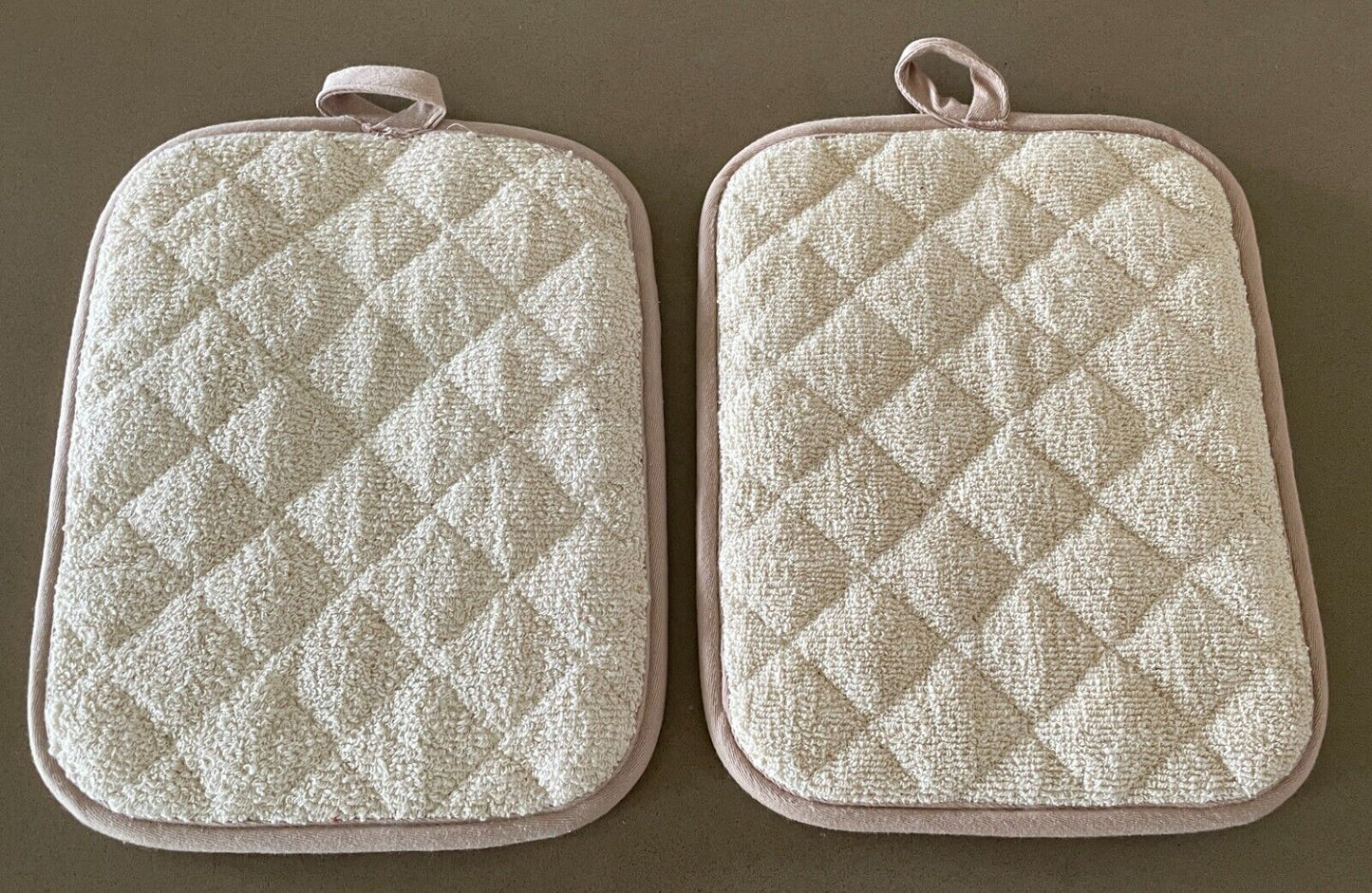 1 x Oven Mitt 2 x Pot Holders Set Beige W Floral Jacquard Kitchen Cooking BBQ