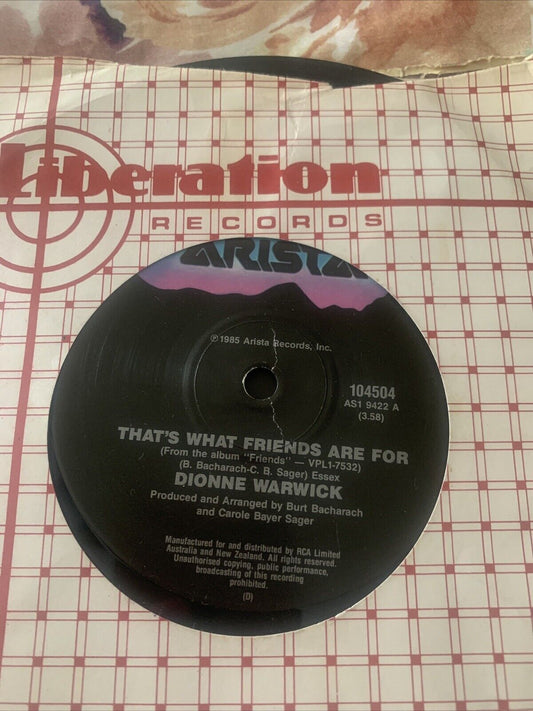 7" Vinyl Single DIONNE WARWICK That’s What Friends Are For  45RPM  K-9863 Arista