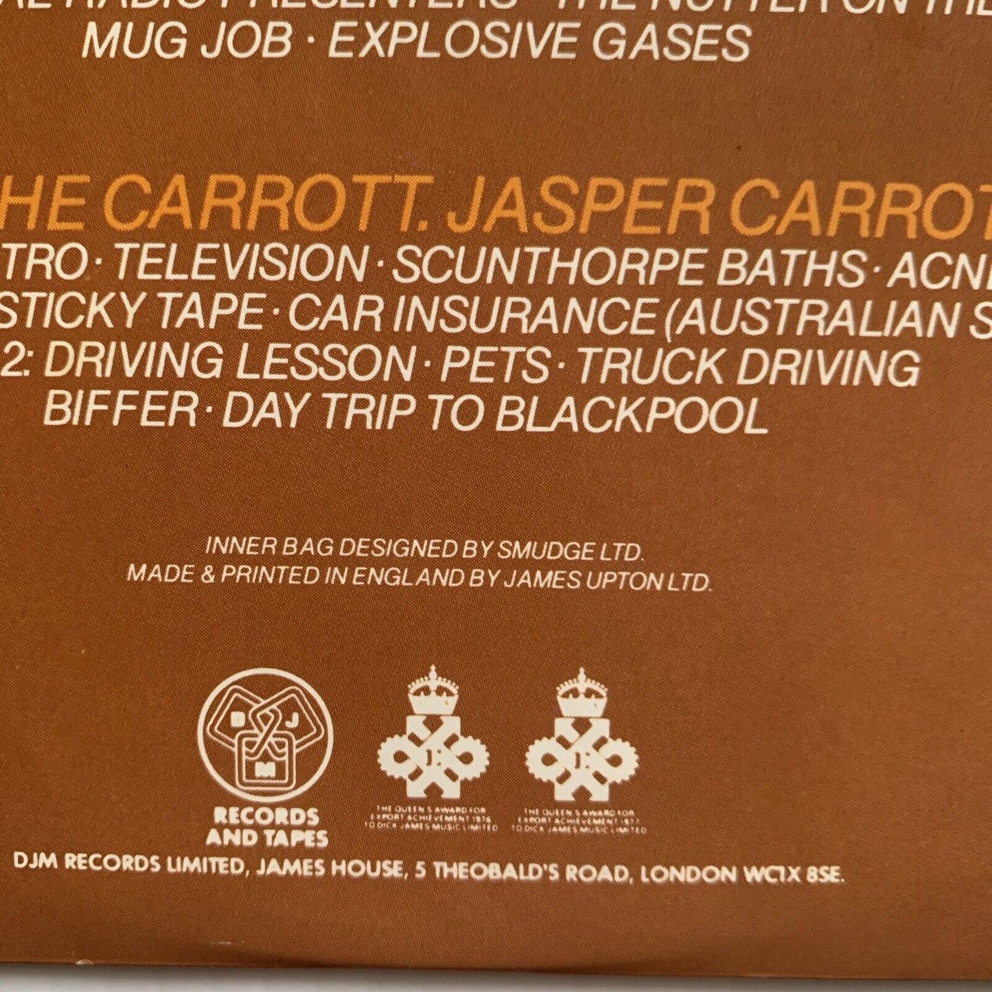 The UnRecorded JASPER CARROTT Music Record Live from Drury Lane England 1979