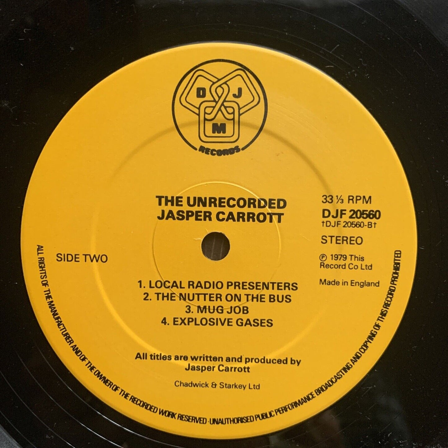 The UnRecorded JASPER CARROTT Music Record Live from Drury Lane England 1979