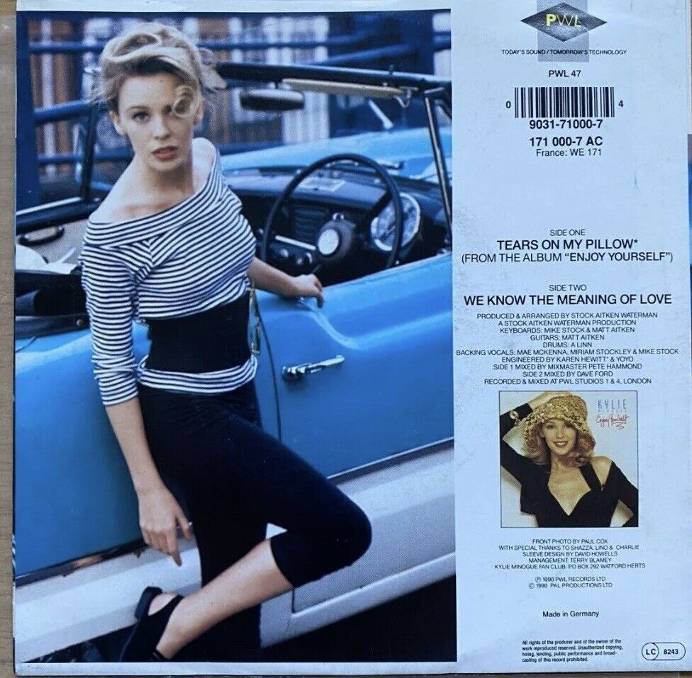 7" Vinyl Single KYLIE MINOGUE ‎Tears On My Pillow Record Australia 1989 Ltd Edit