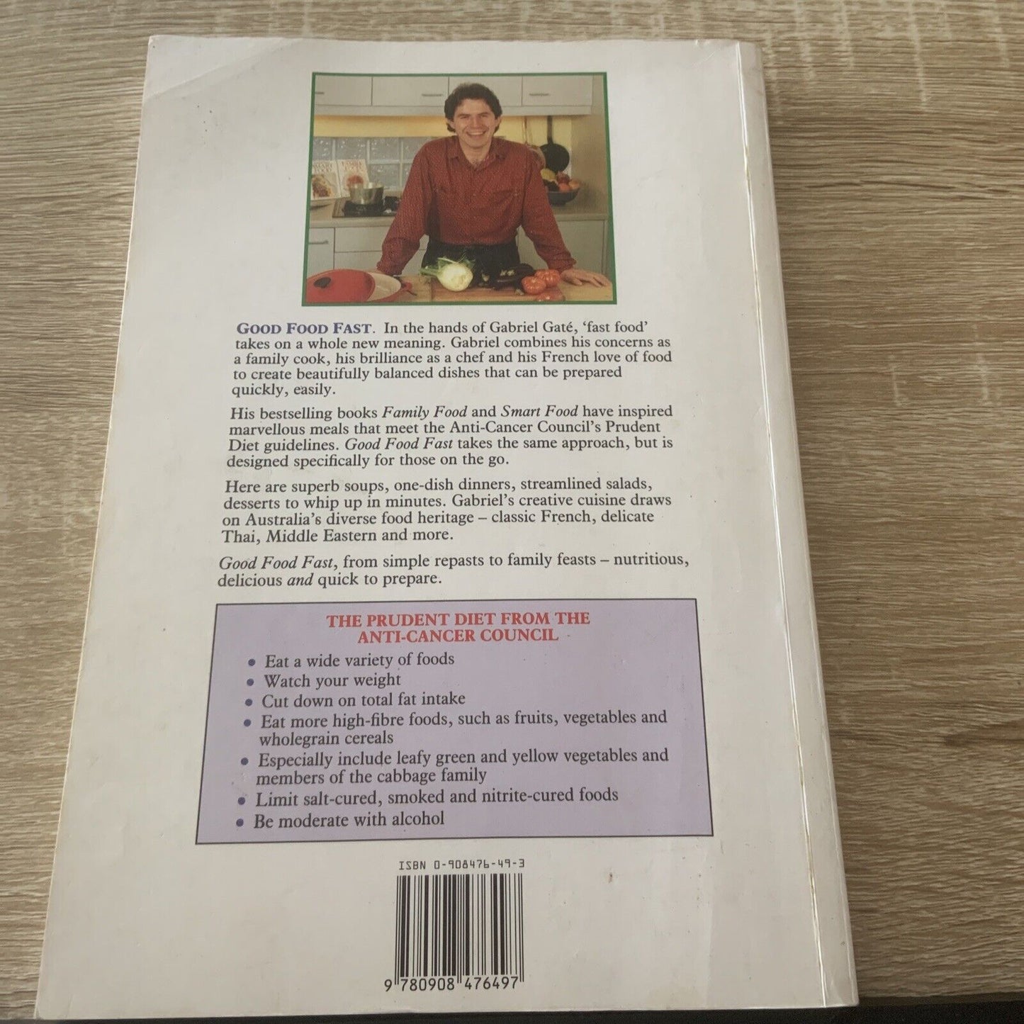 Cookbook Gabriel Gates GOOD FOOD FAST Pictorial PB Book Celebrity Recipes 1991