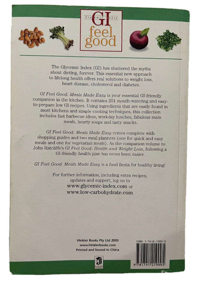 Cookbook MEALS MADE EASY GI Feel Good by John Redcliffe Recipes PB 2005