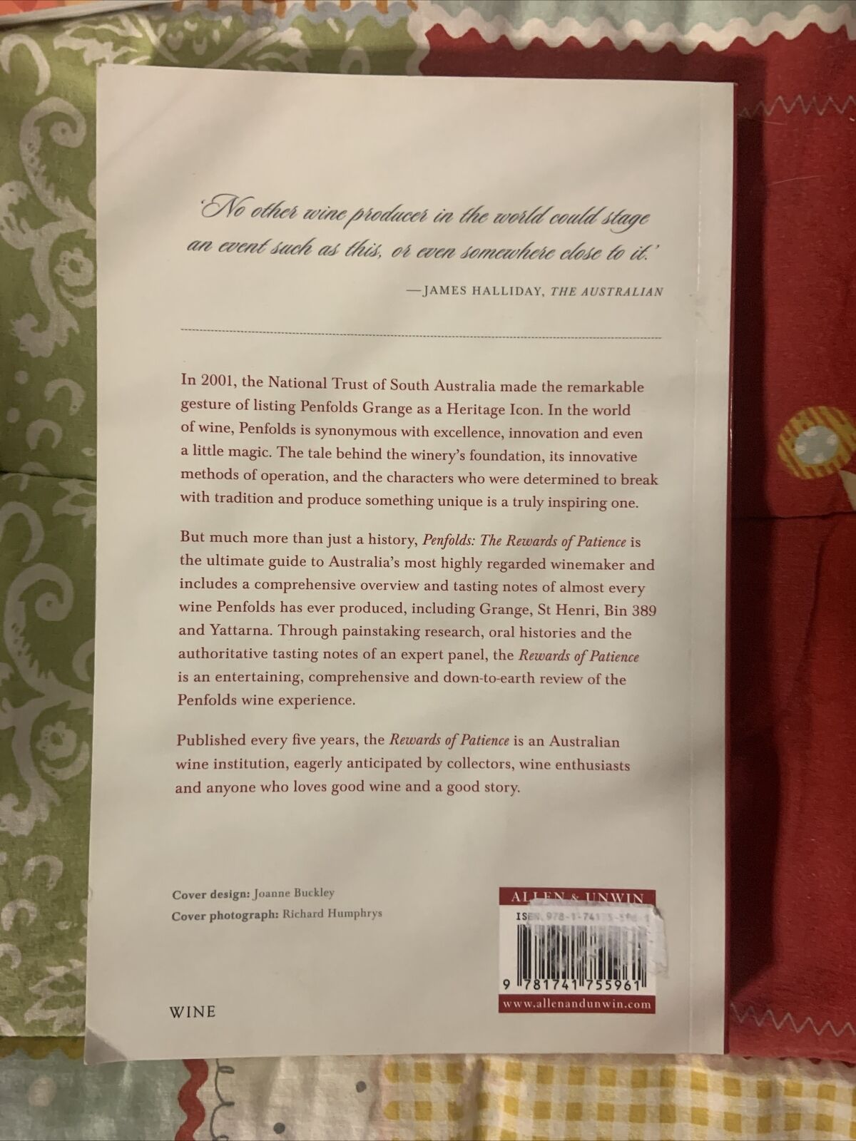 Cookbook THE REWARDS OF PATIENCE Andrew Caillard 6th Edition PB Wine Recipes New