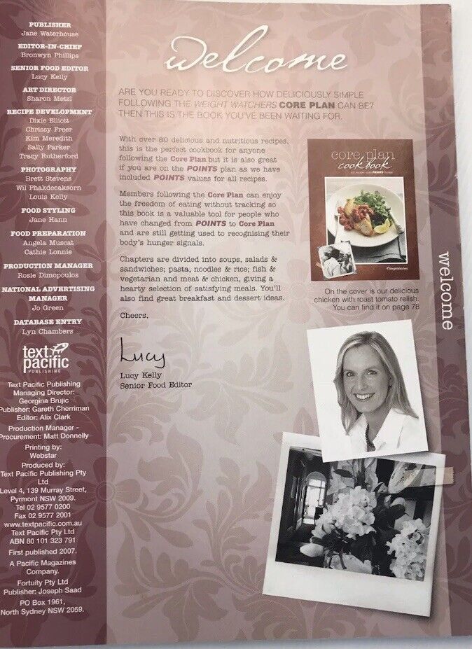 Cookbook WeightWatchers CORE PLAN All Recipes w Points Values PB WW Australia