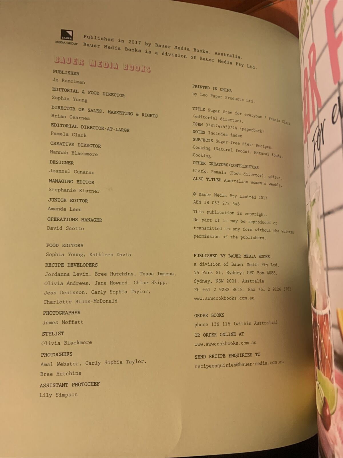 Cookbook SUGAR FREE for Everyone The Australian Women's Weekly PB 2017 Recipes