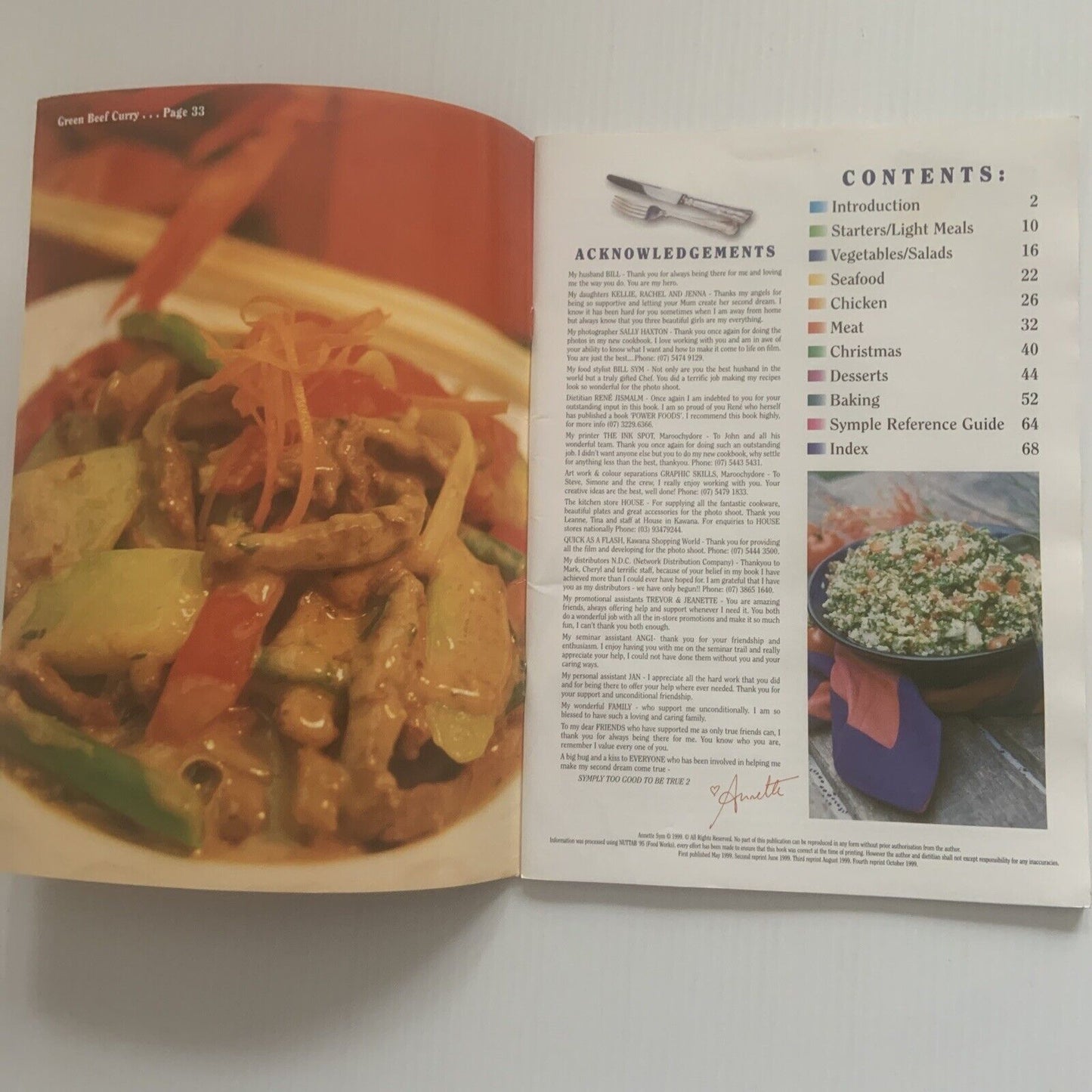 CookBook SYMPLY TOO GOOD TO BE TRUE 2 Annette Sym PB 4th Printing 1999 Vintage