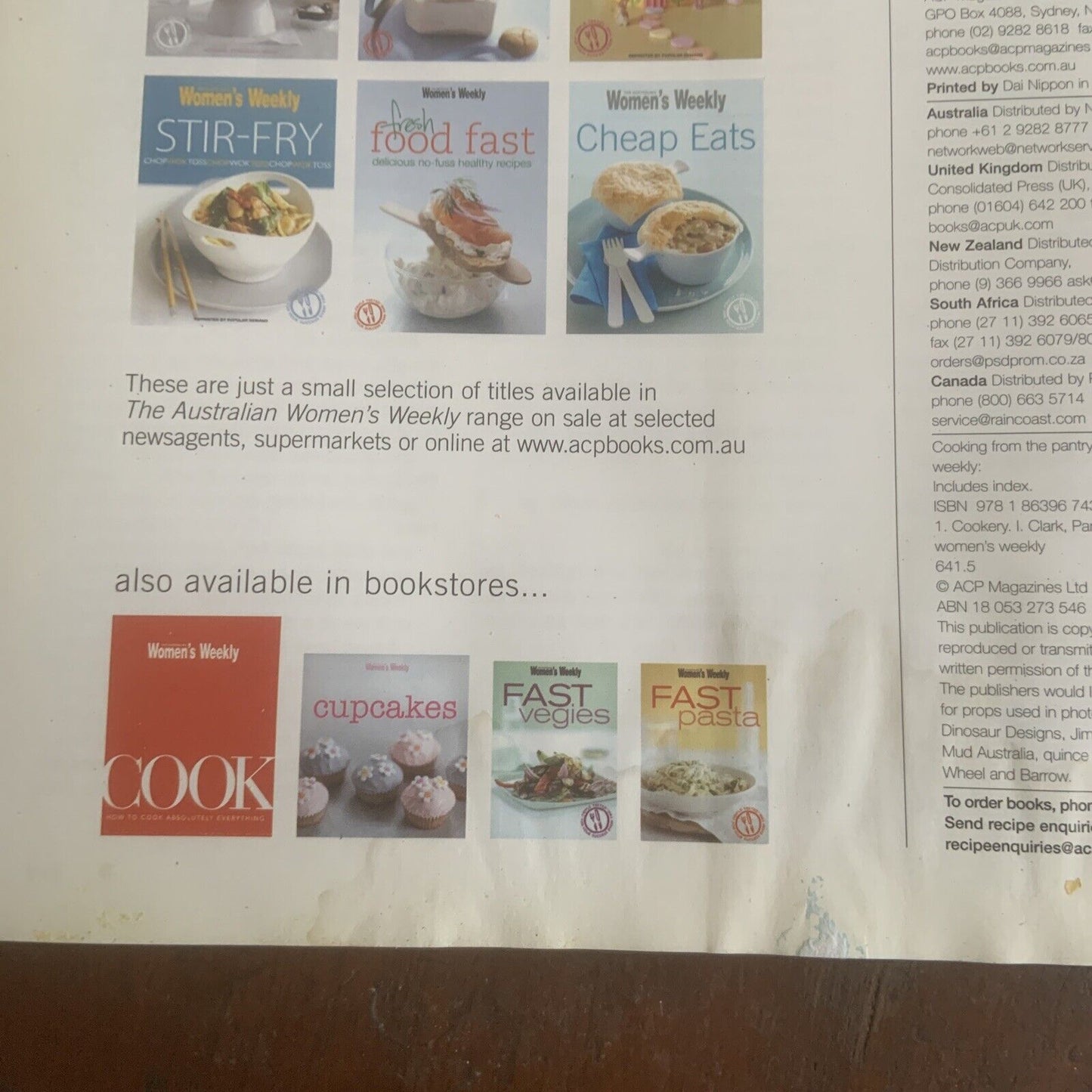 Cookbook COOKING FROM  THE PANTRY The Australian Women's Weekly PB 2008 Defect