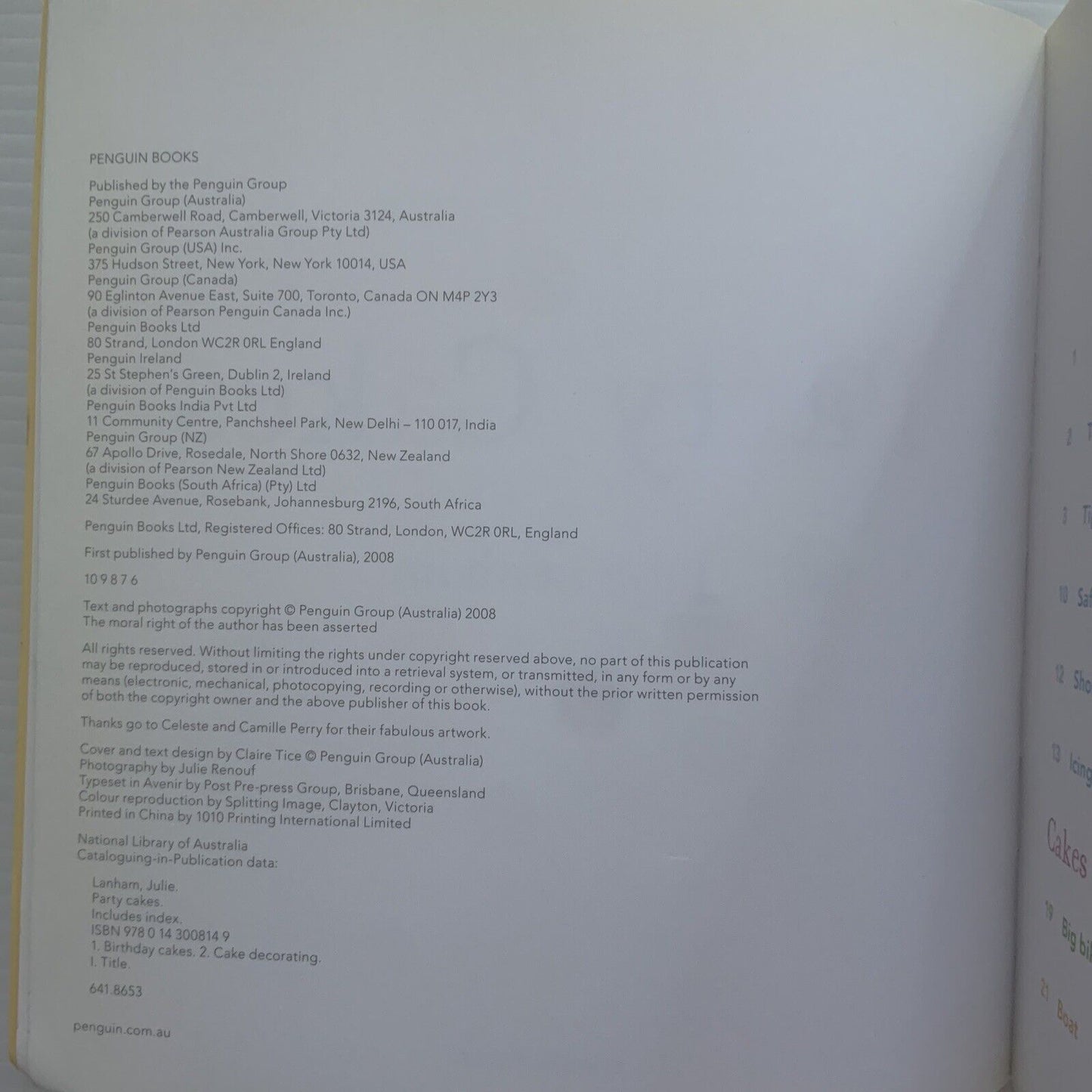 Cookbook Party Cakes Book Julie Lanham 49 Cake Designs 244 page Recipes 2008 PB