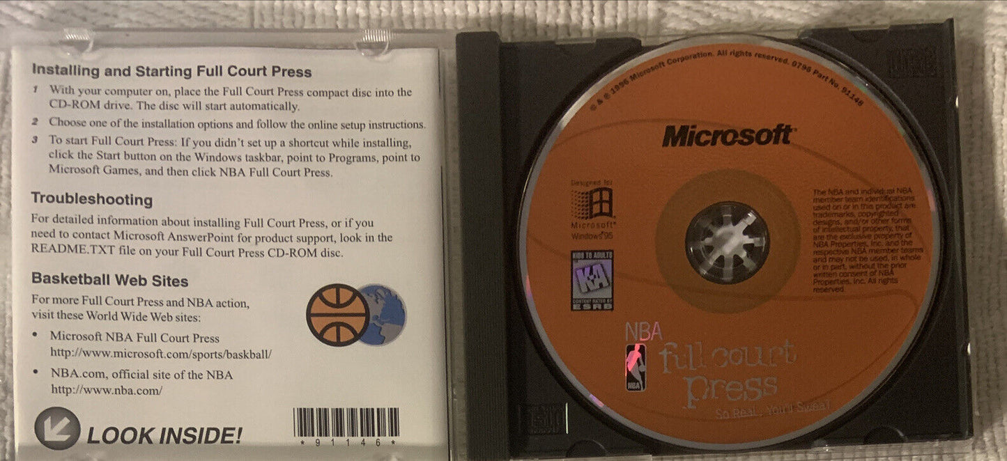 PC Game NBA Full Court Press 1996 DISC JEWEL CASE Sports Interactive Microsoft