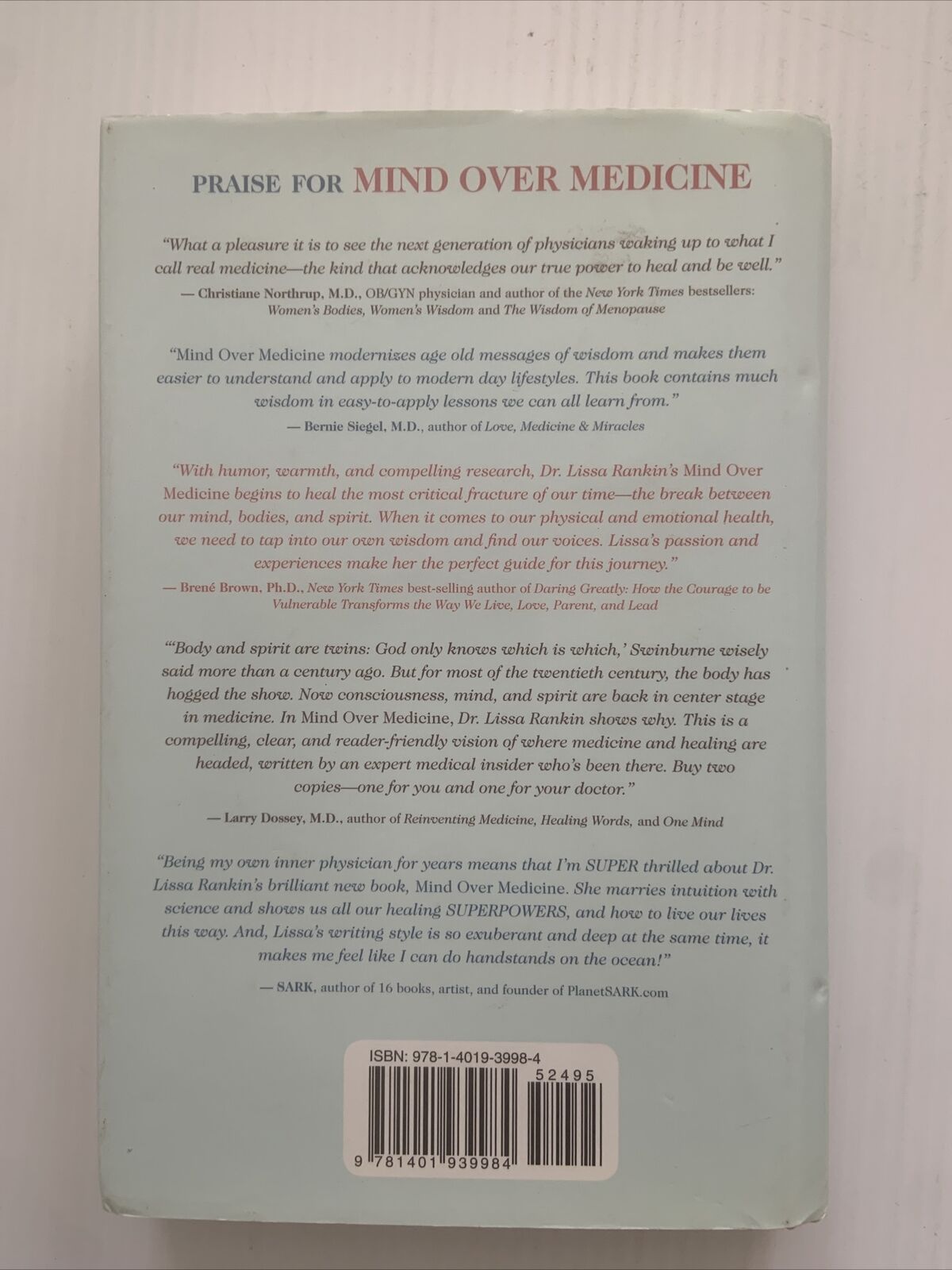 PB MIND OVER MEDICINE Lissa Rankin Scientific Proof That You Can Heal Yourself