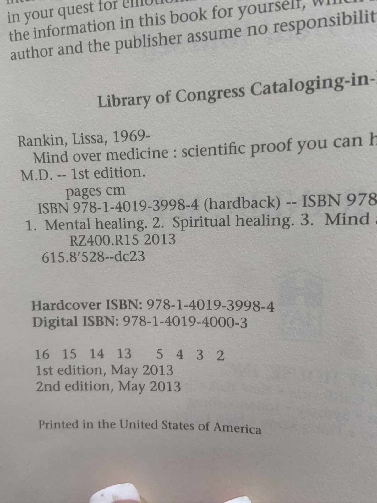PB MIND OVER MEDICINE Lissa Rankin Scientific Proof That You Can Heal Yourself