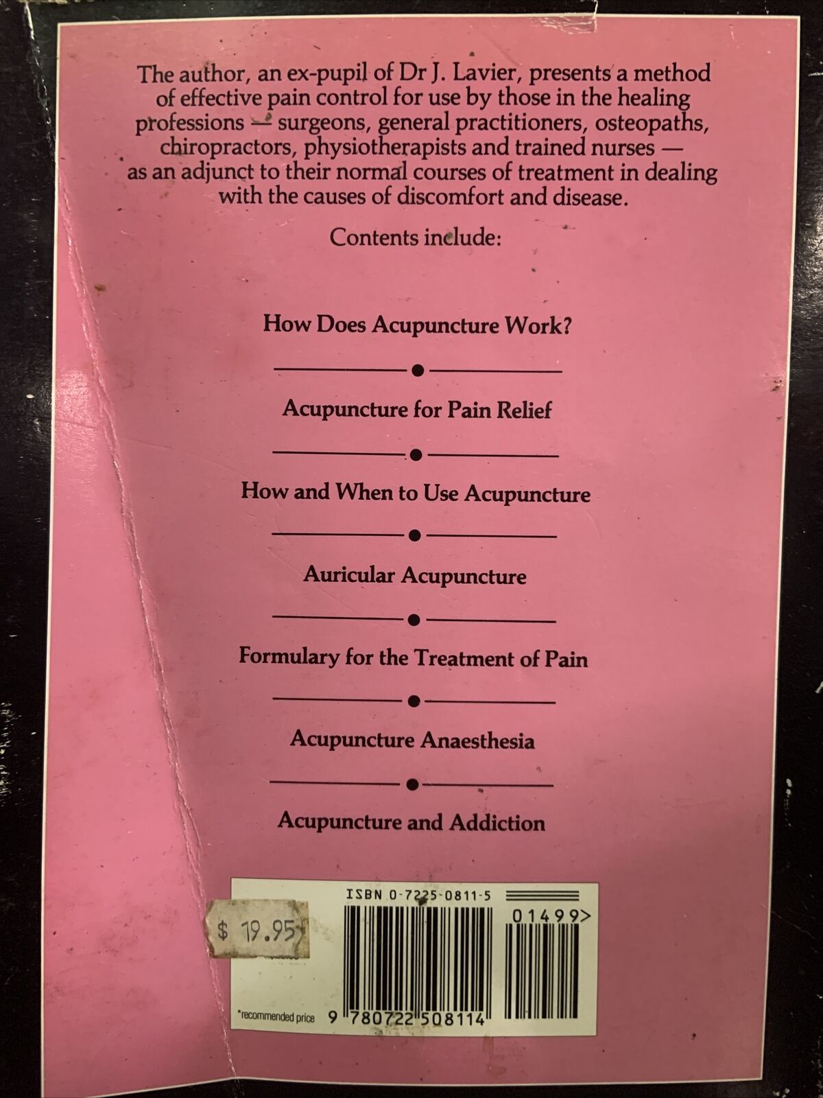 PB Book The Acupuncture Treatment of Pain Leon Chaitow PB Revised Edition 1983