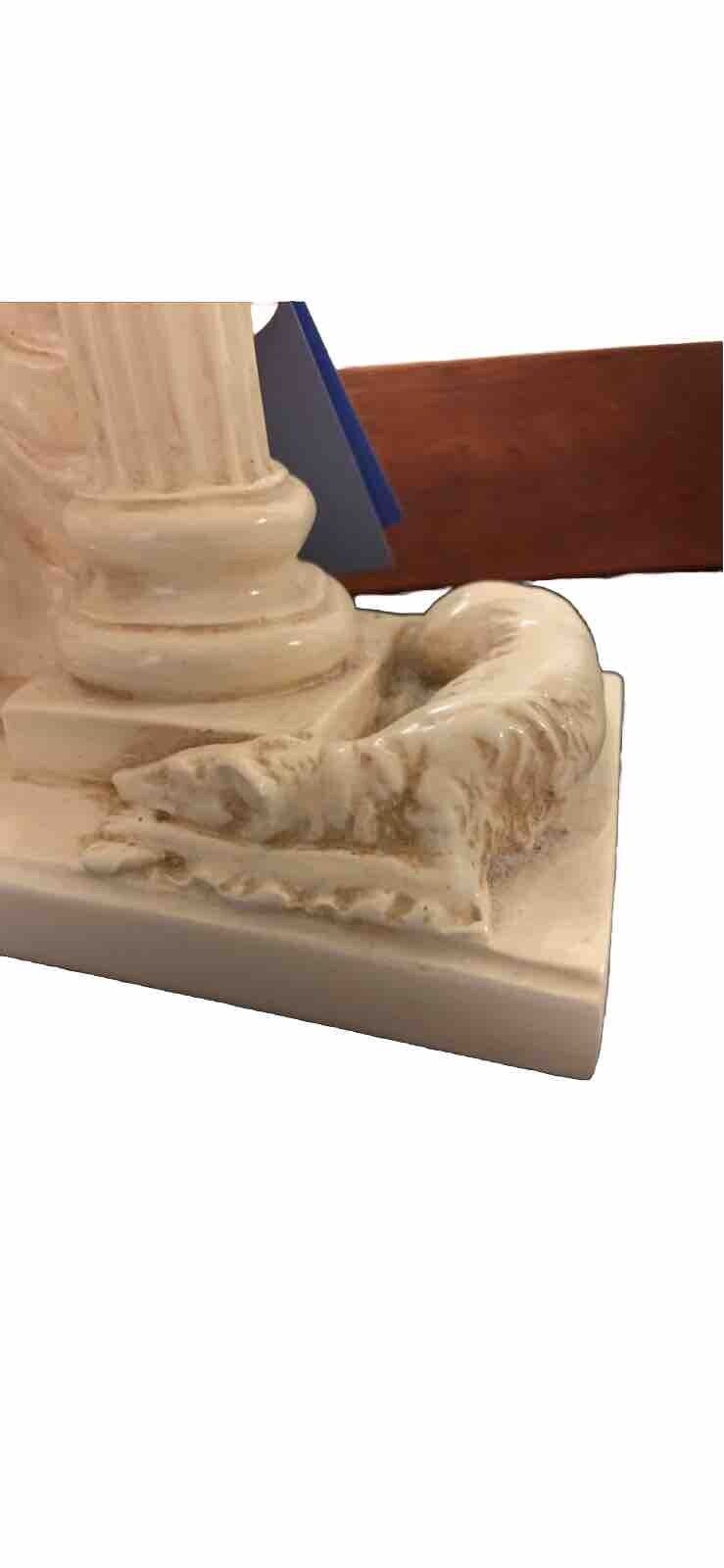 Vintage Table Lamp Lady W 2 Hound  Dogs Ceramic 33cm High To Fitting - Working