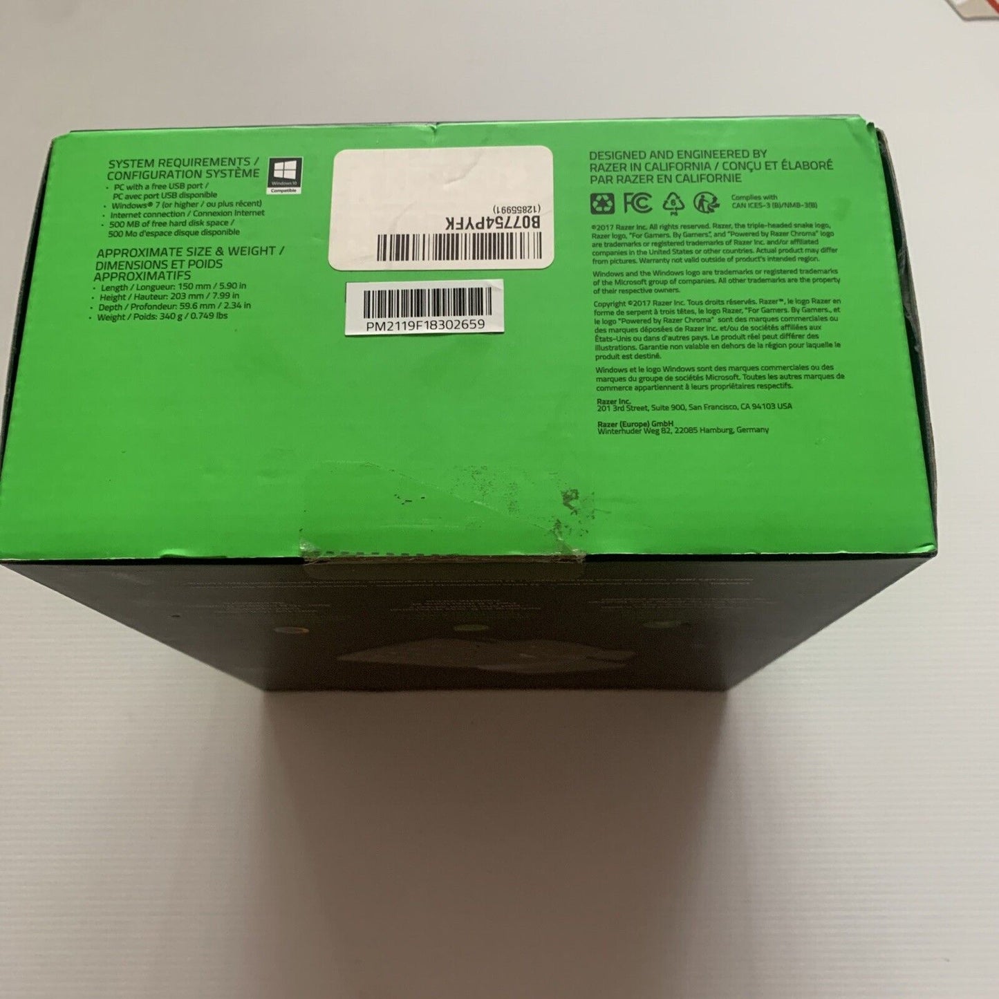 EMPTY BOX Razer Tartarus Pro Gaming Keypad Replacement Packaging NO KEYPAD