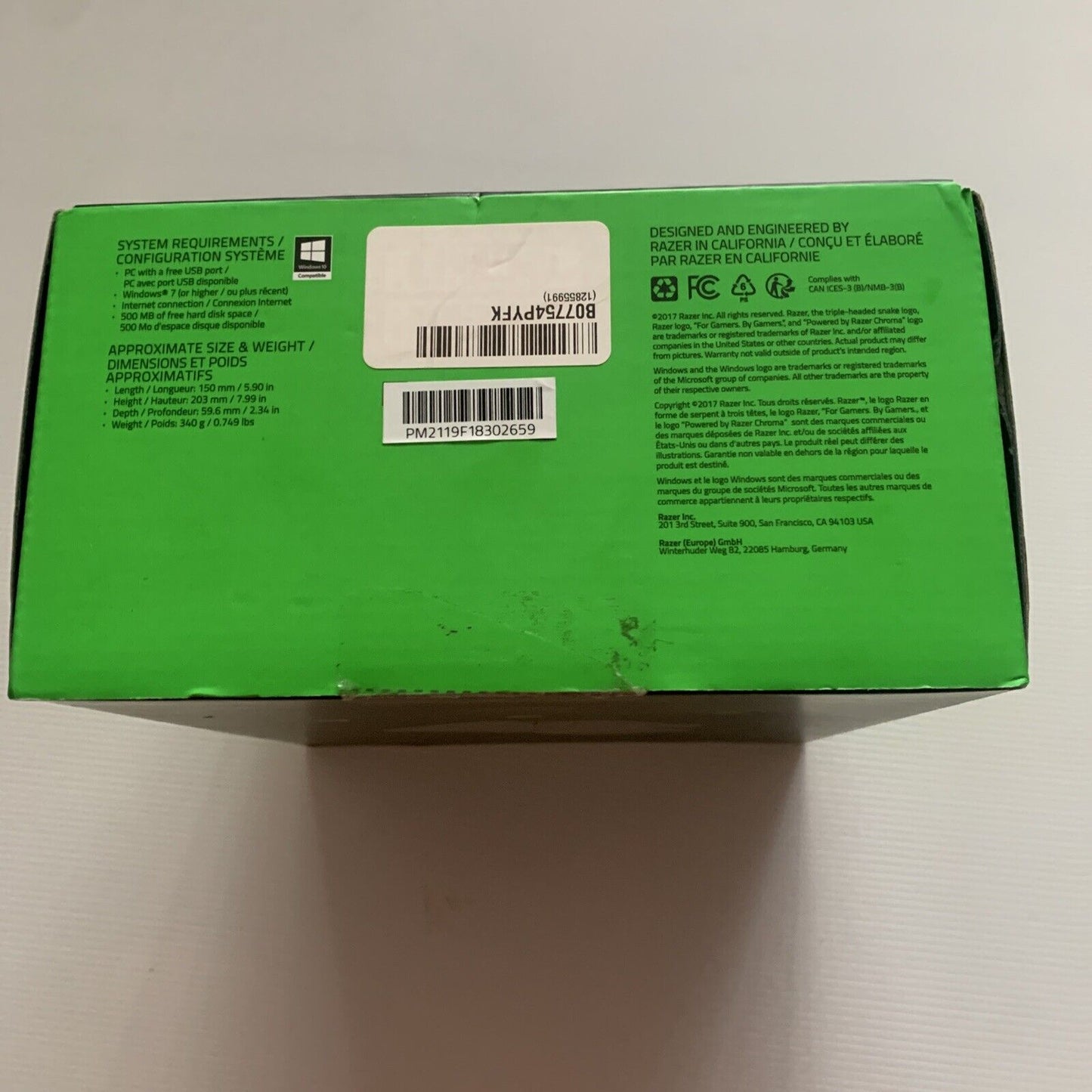 EMPTY BOX Razer Tartarus Pro Gaming Keypad Replacement Packaging NO KEYPAD
