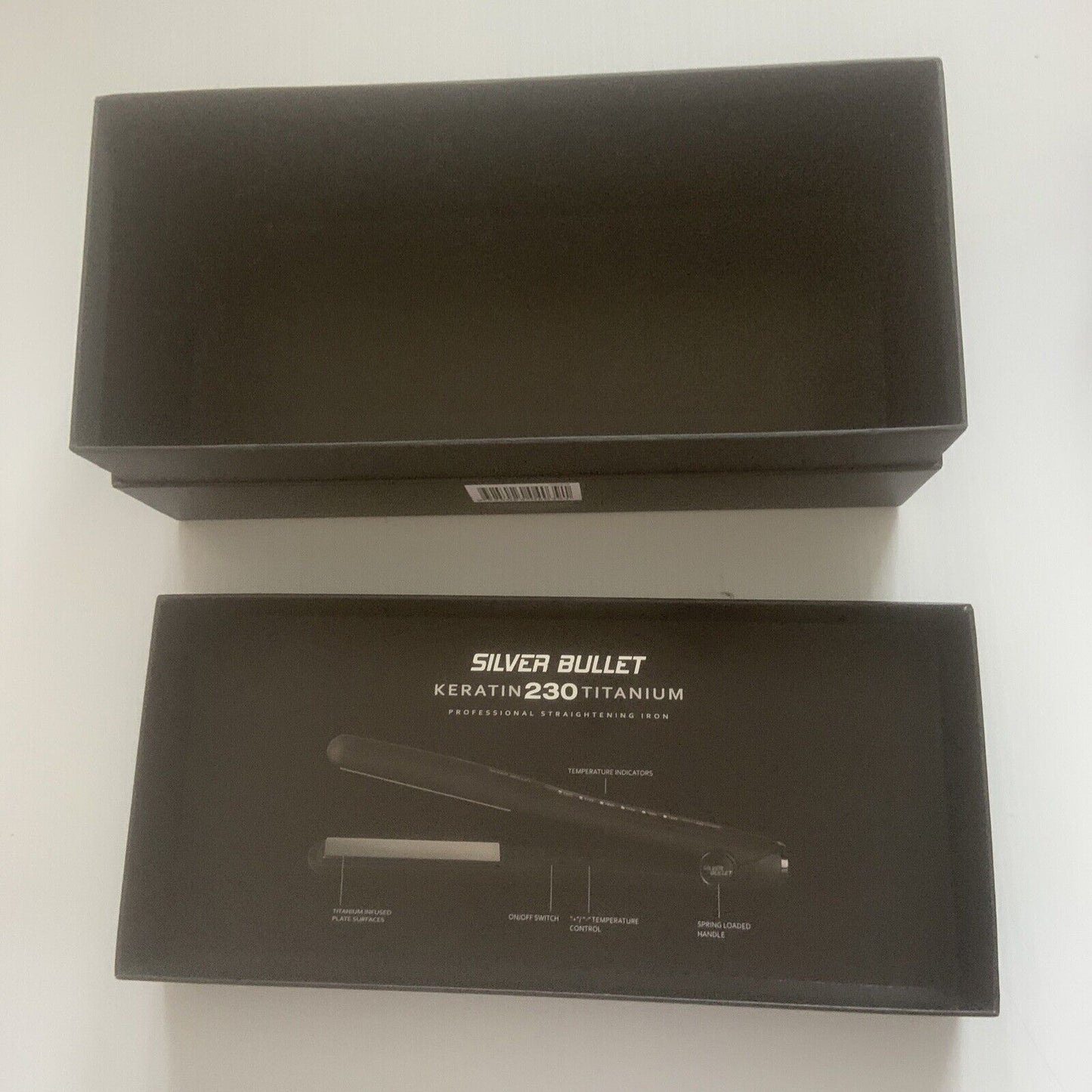 EMPTY BOX Silver Bullet Keratin 230 Titanium Straightener LIFT OFF LID New