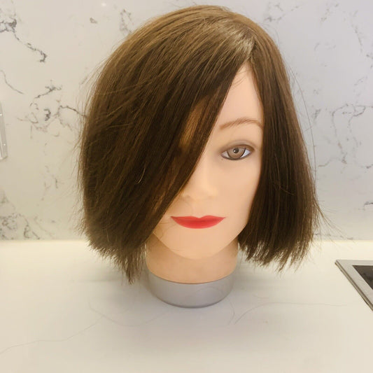 Mannequin Hat Head Female Hairdressing Training Neck Thick Human Hair #1 28cm