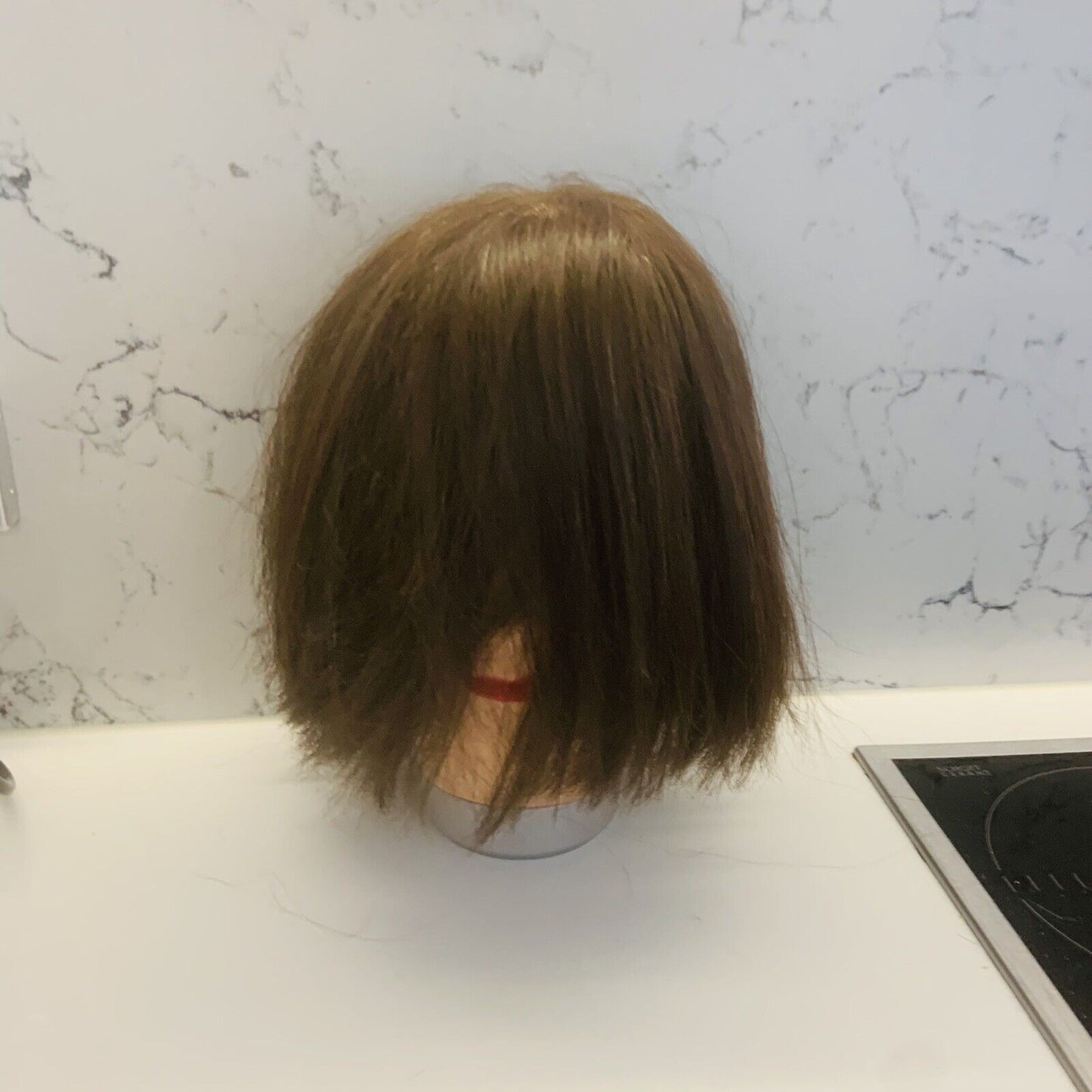 Mannequin Hat Head Female Hairdressing Training Neck Thick Human Hair #1 28cm