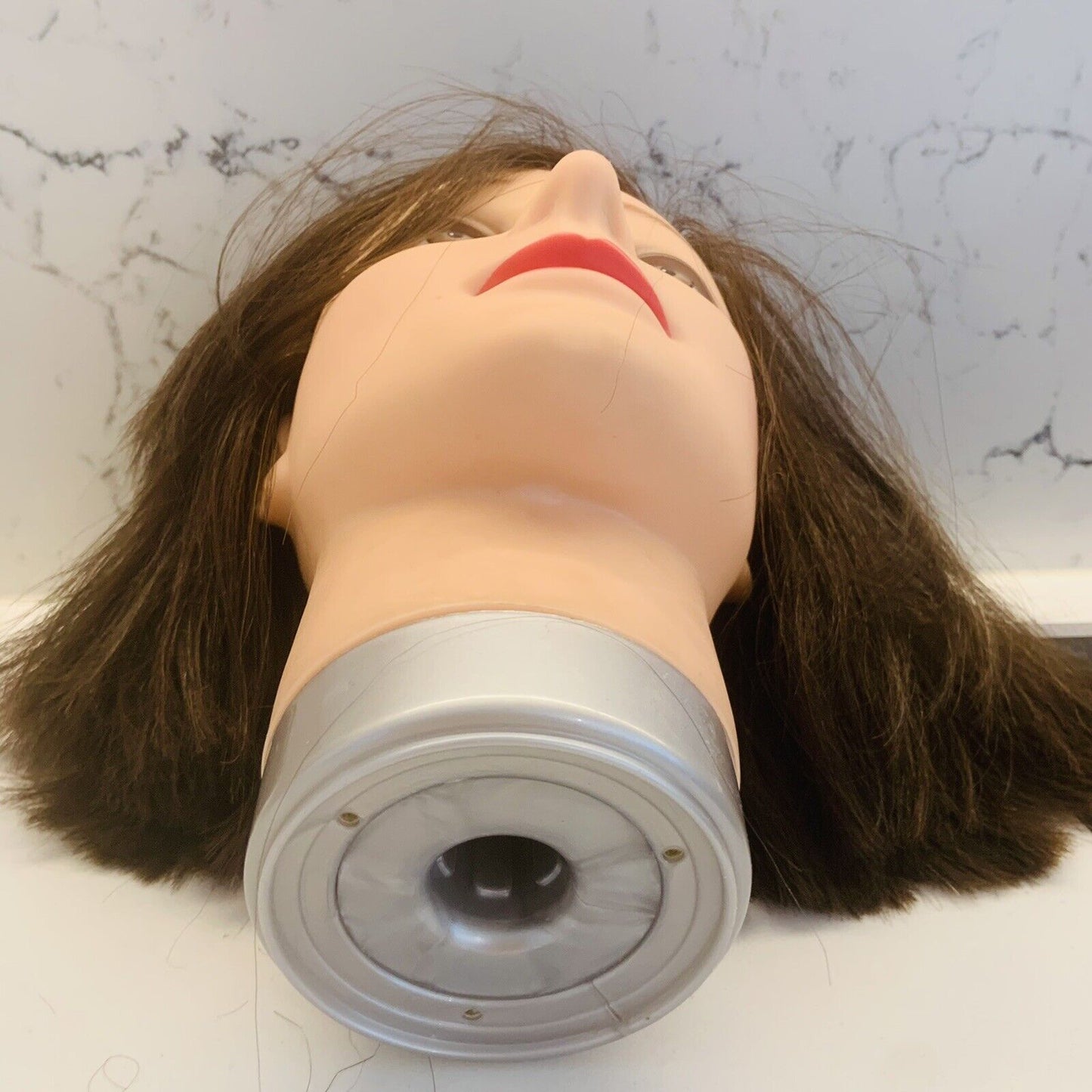 Mannequin Hat Head Female Hairdressing Training Neck Thick Human Hair #1 28cm
