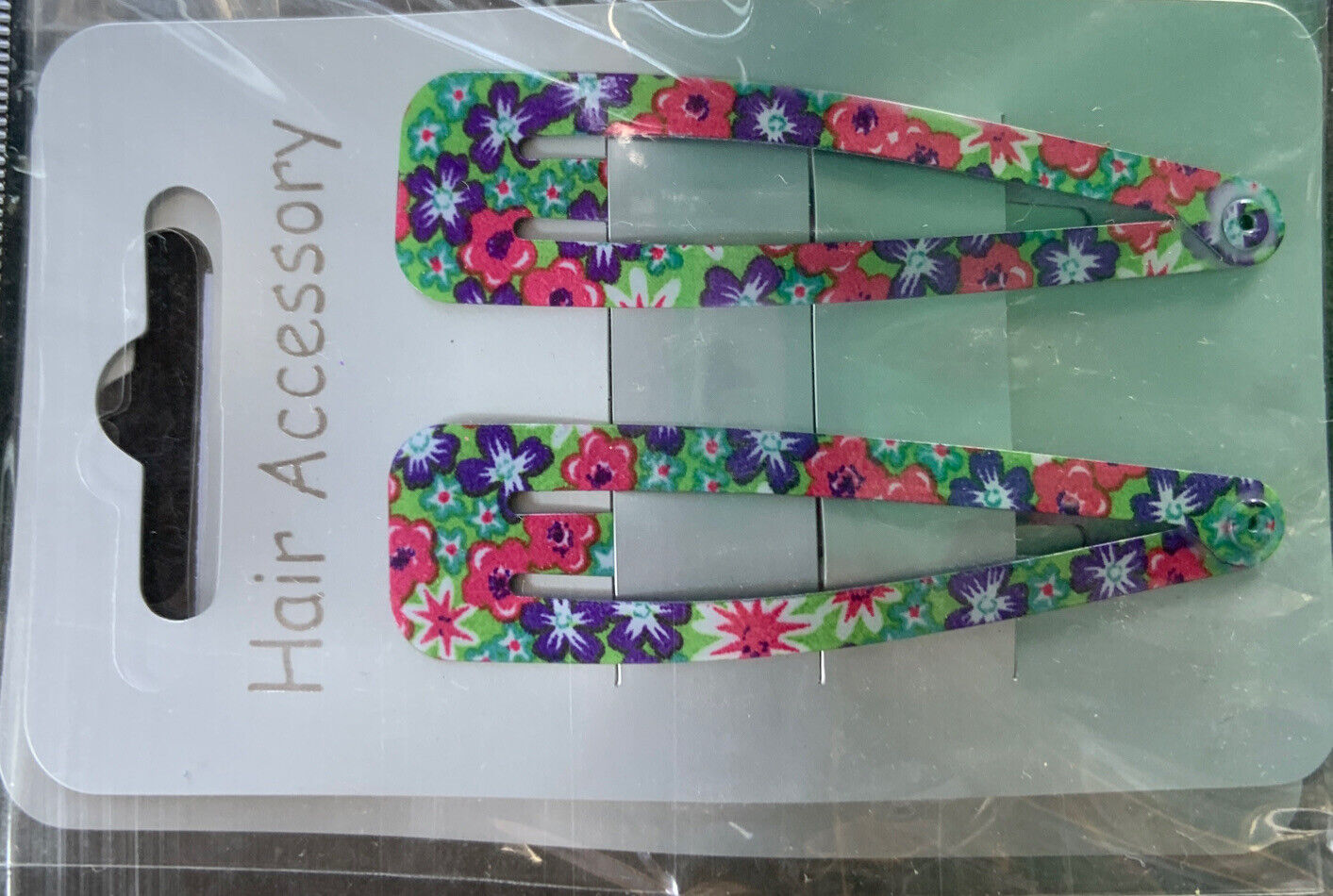 HAIR CLIP X 6 Bendy Metal Snap Slide Close Hairpin 70mm Floral Girls Kids #1 NEW